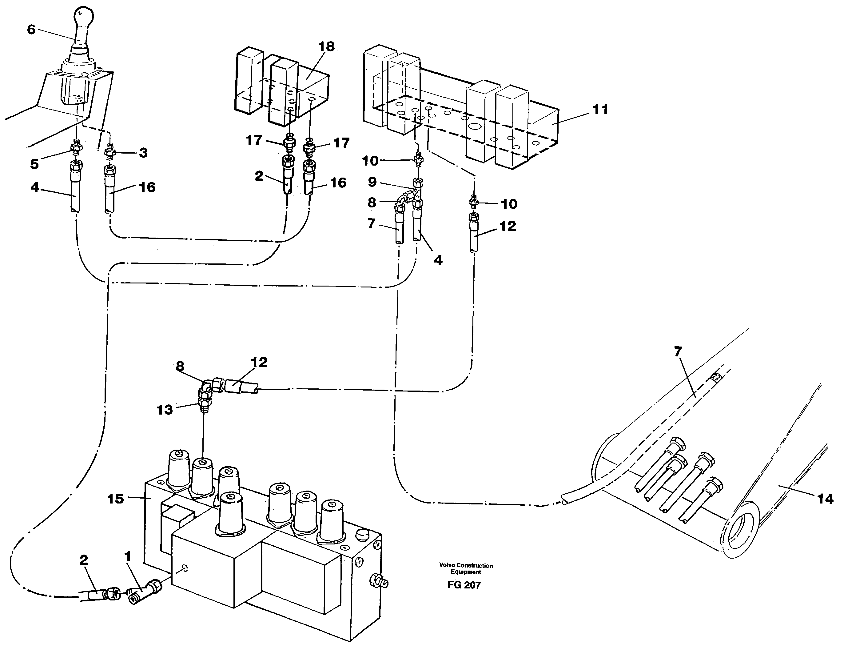 Servo hydraulics, boom — volvo parts diagram