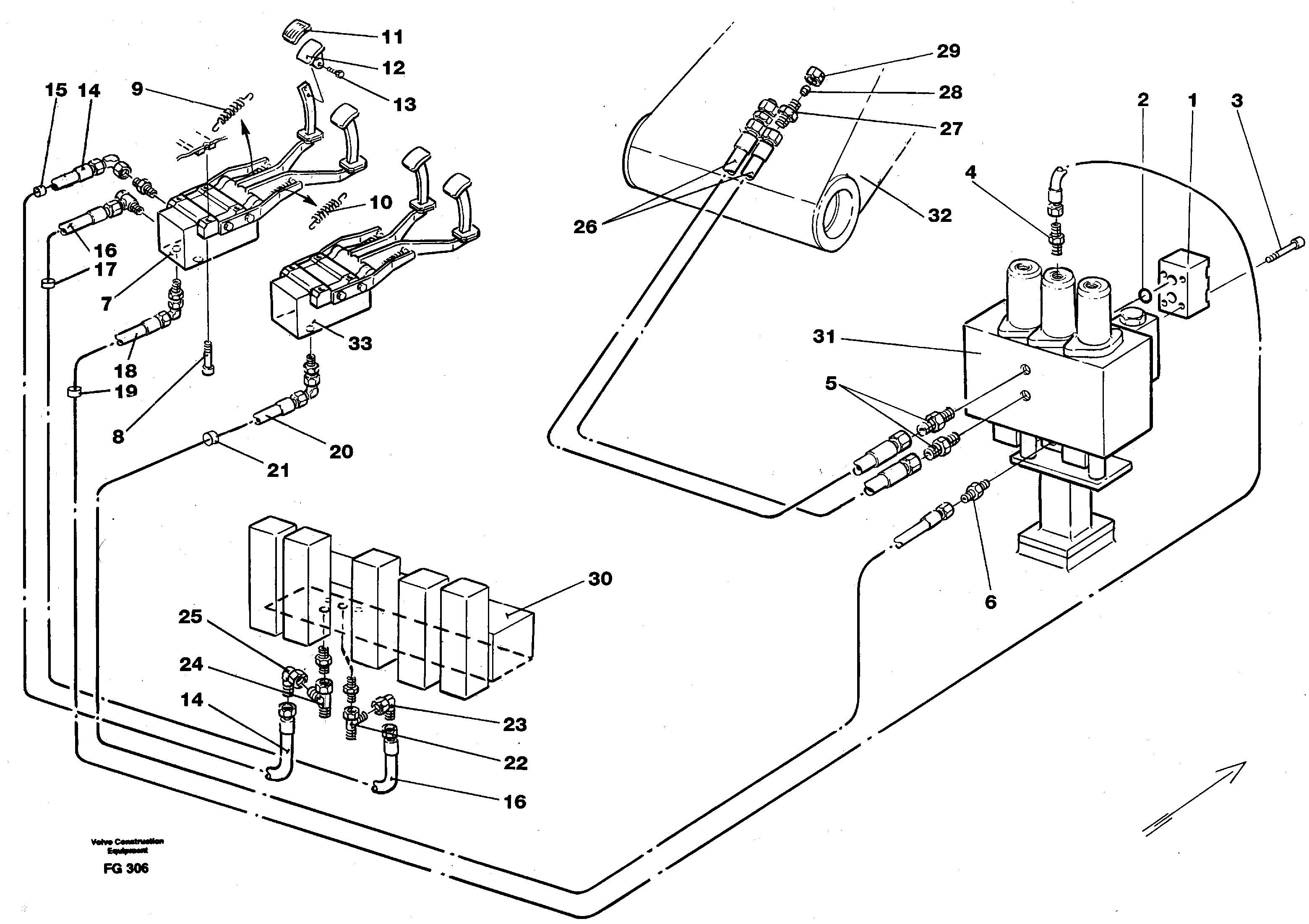 Slope bucket/rotating grab hydraulics in base machine  14267968 — volvo parts diagram