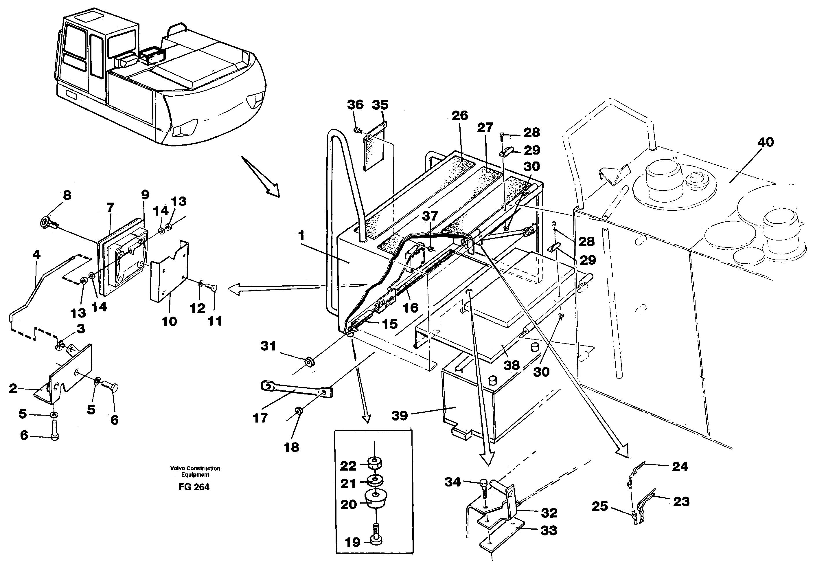 Casing over battery — volvo parts diagram