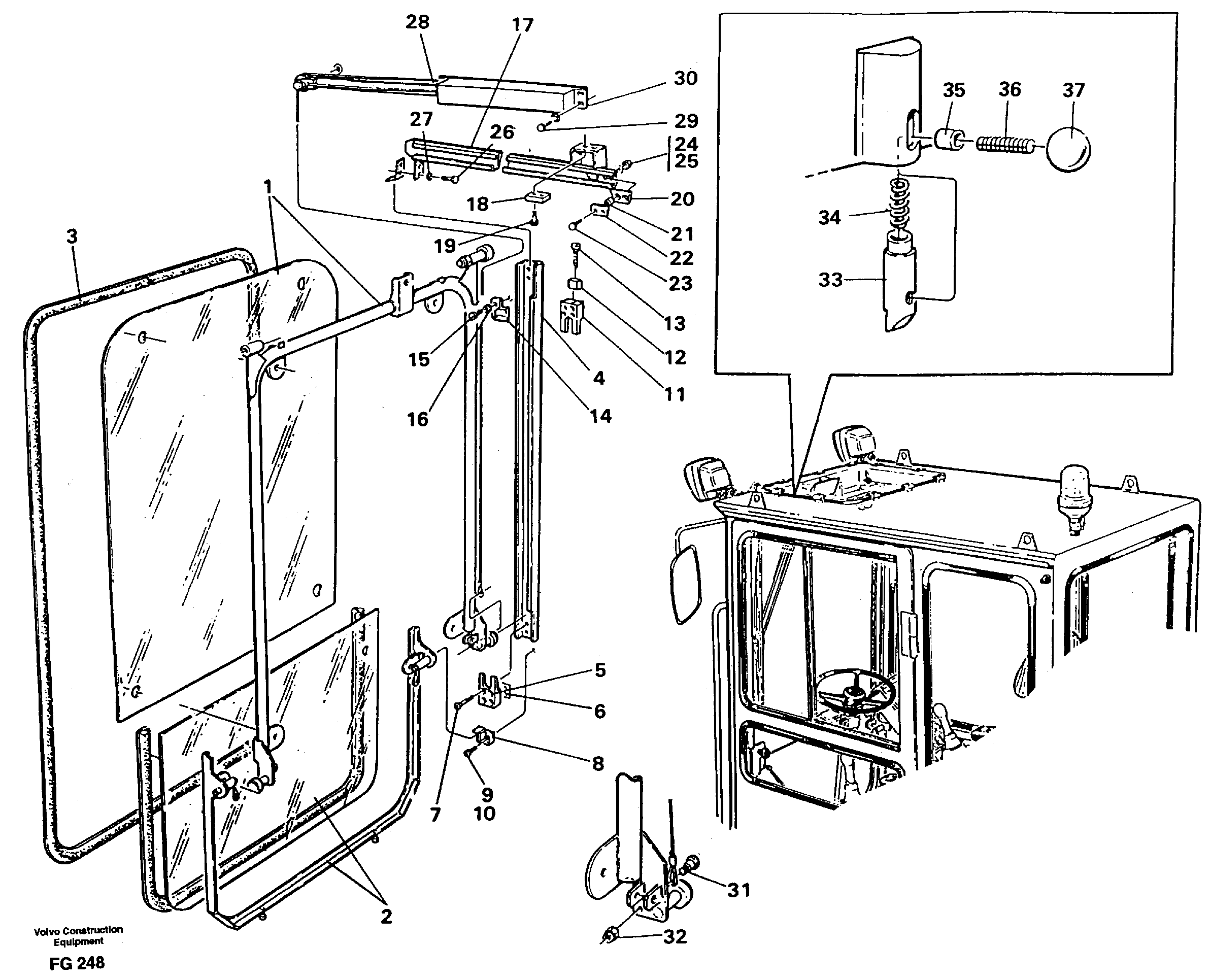 Front window, Lifting device — volvo parts diagram