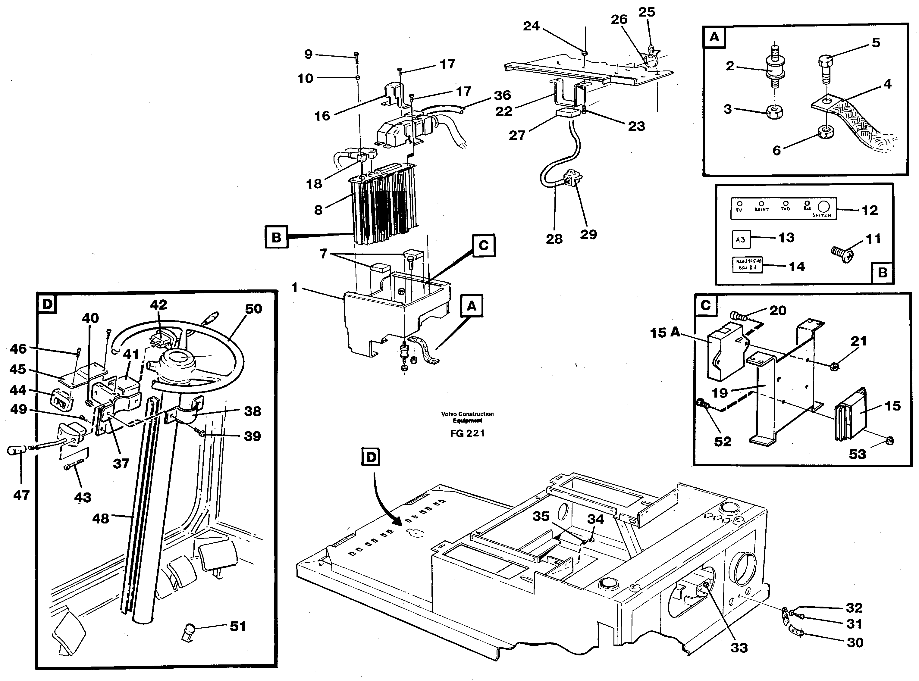 Electric installation in cab floor — volvo parts diagram