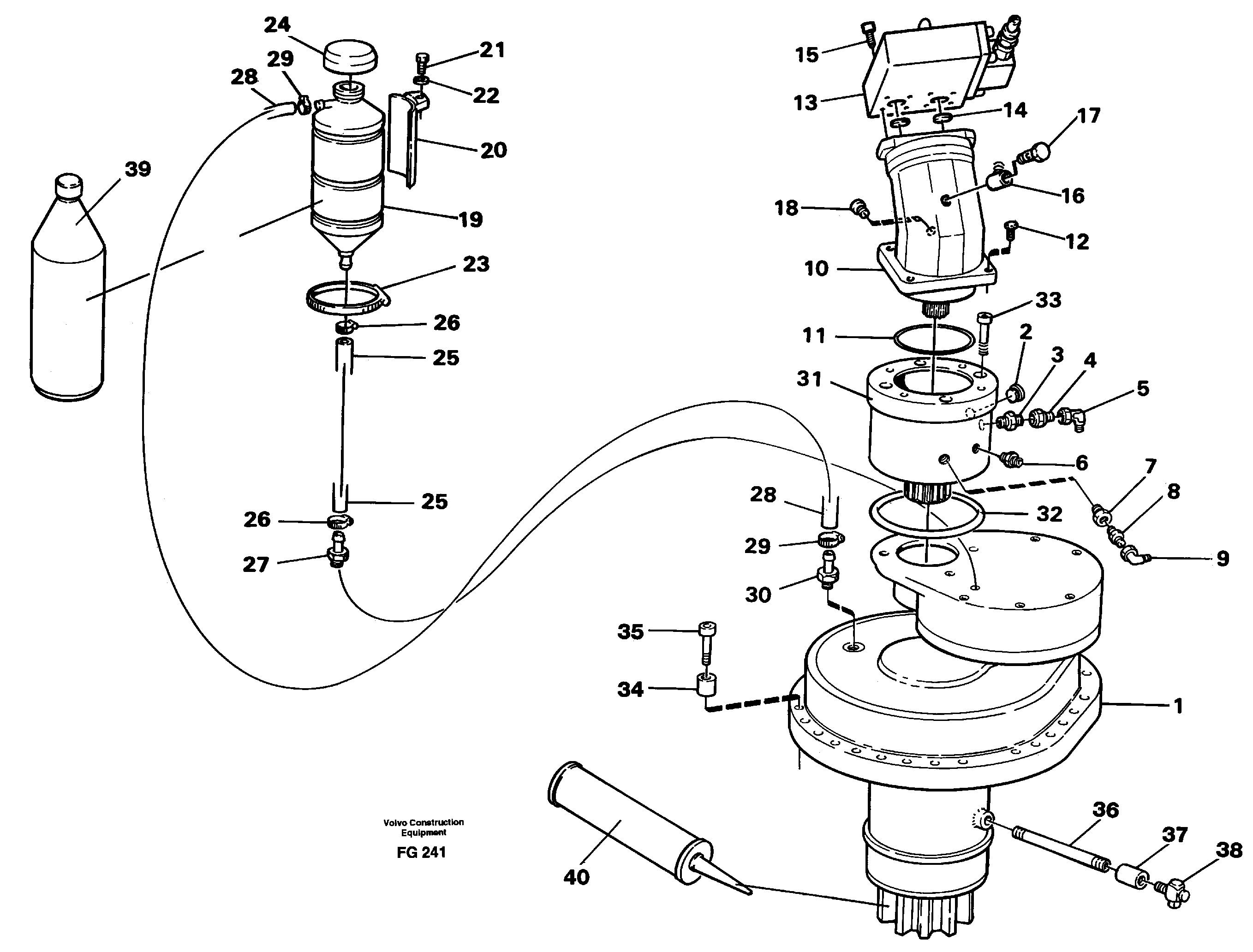 Slewing gear box with fitting parts — volvo parts diagram
