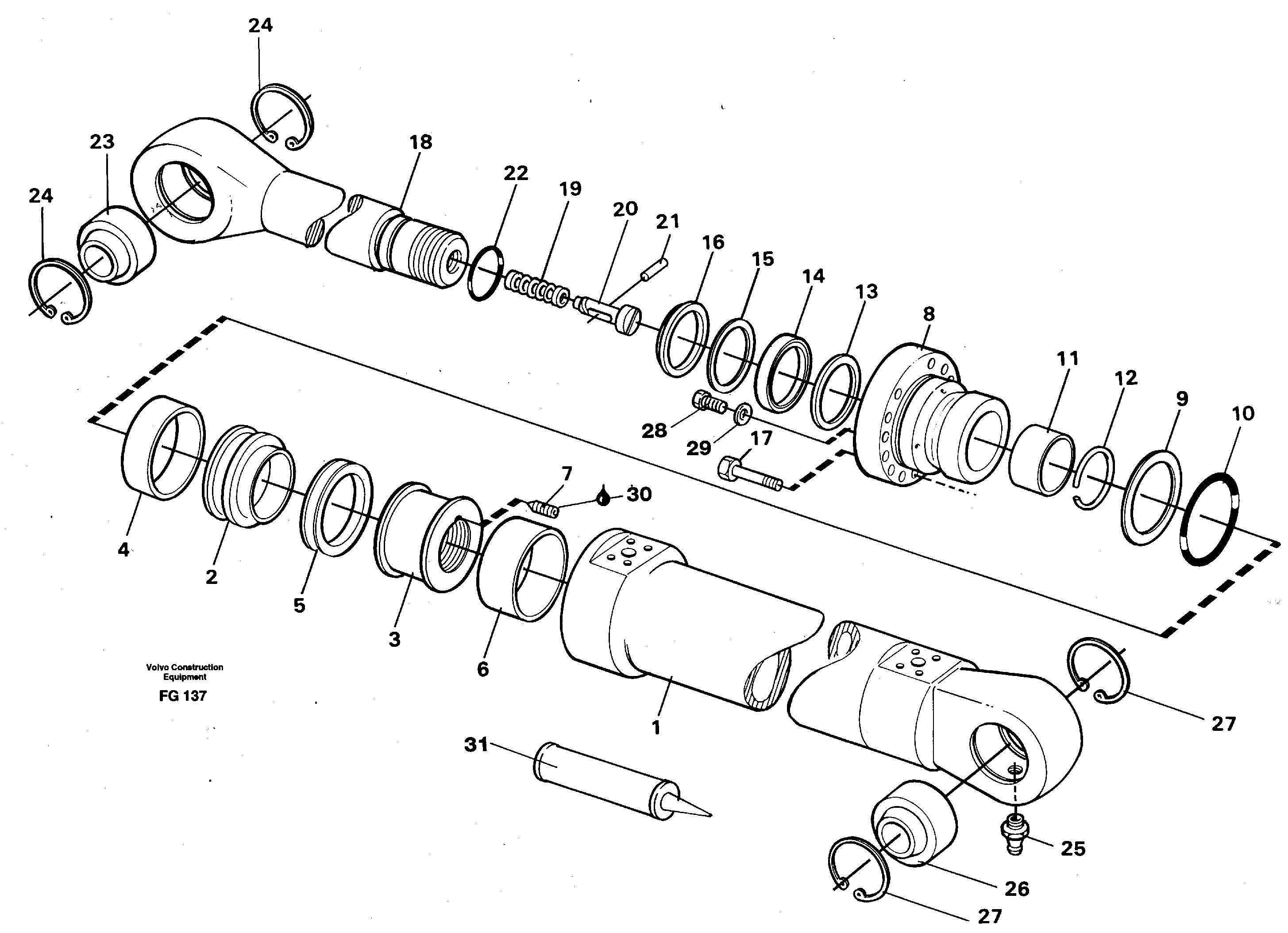 Bucket cylinder  14262397,14258753 — volvo parts diagram