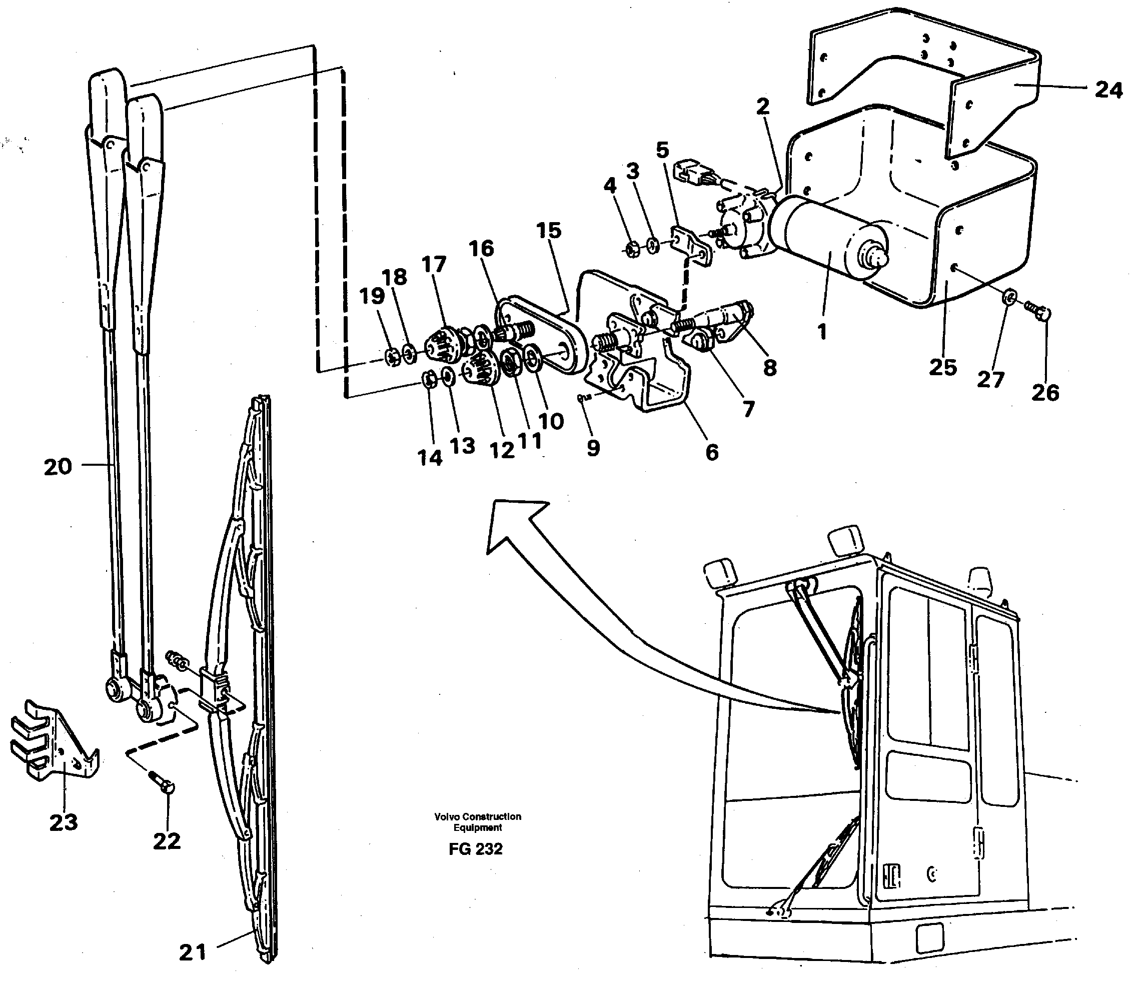 Windscreen wiper, upper — volvo parts diagram