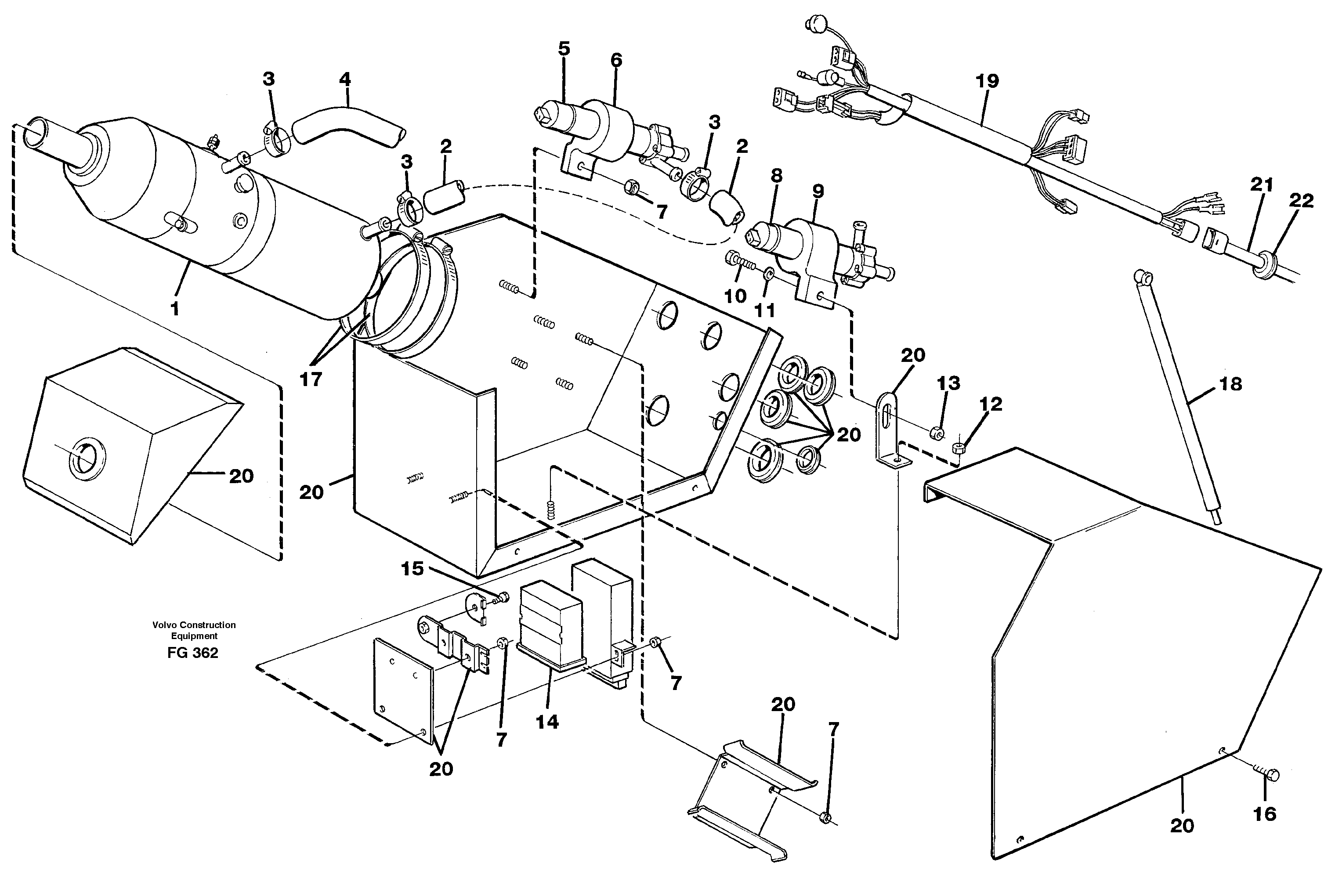 Diesel heater, with fitting parts  14267736 — volvo parts diagram