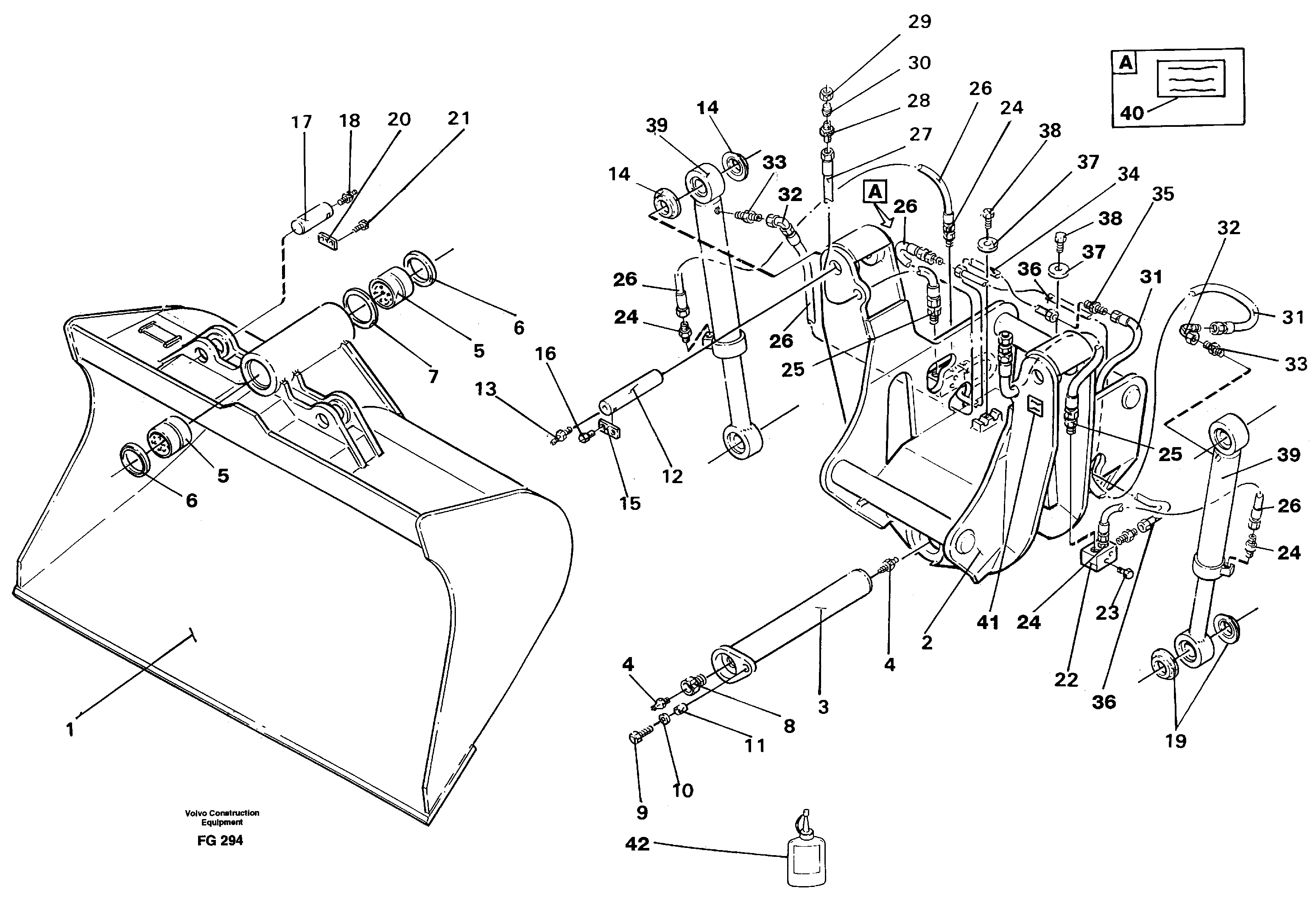Articulated slope bucket  14265051 — volvo parts diagram