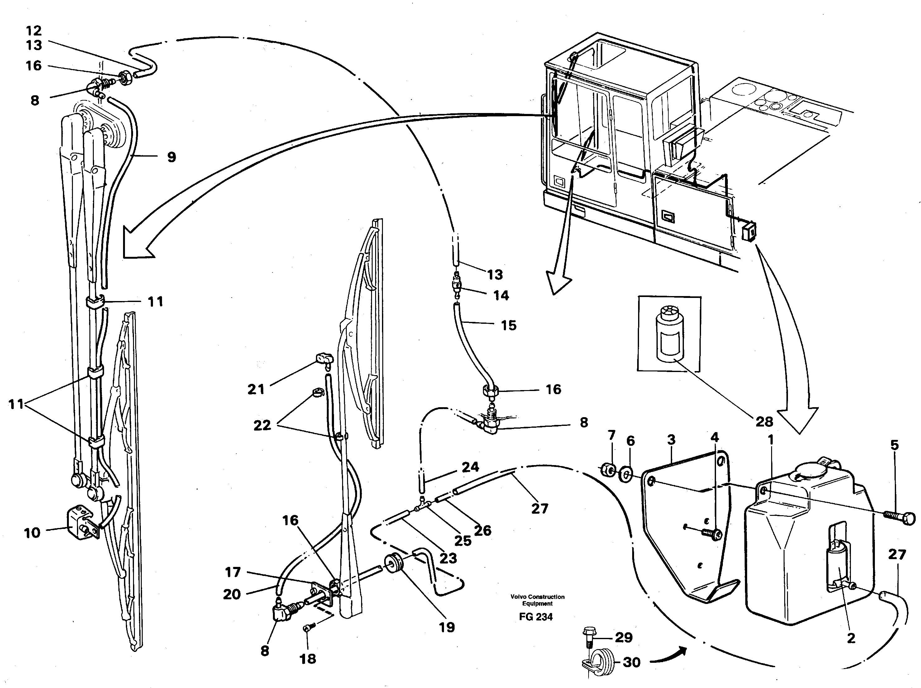 Windshield washer — volvo parts diagram