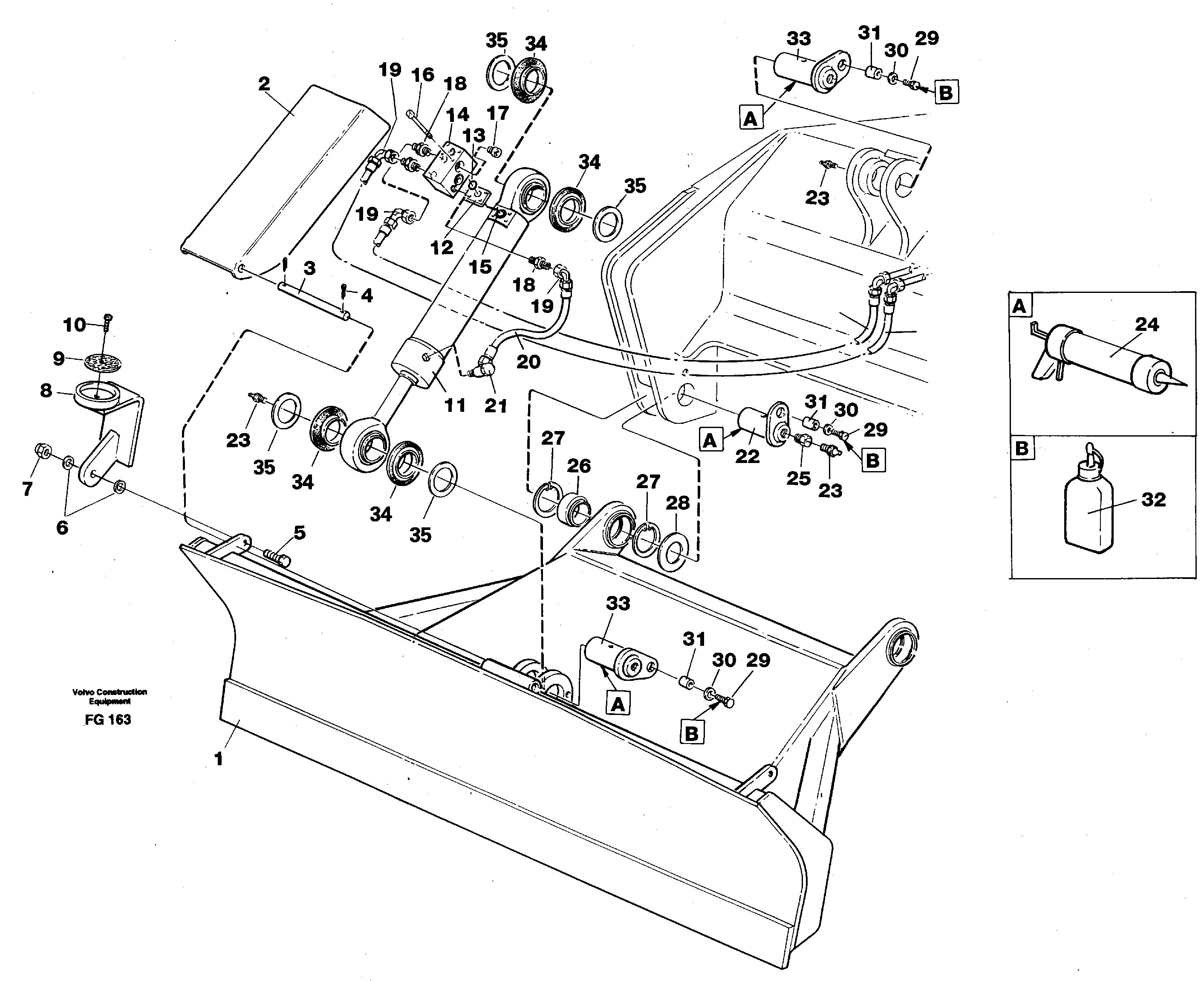 Dozer blade 2,5m, 2,6m  14302127 14302286 — volvo parts diagram