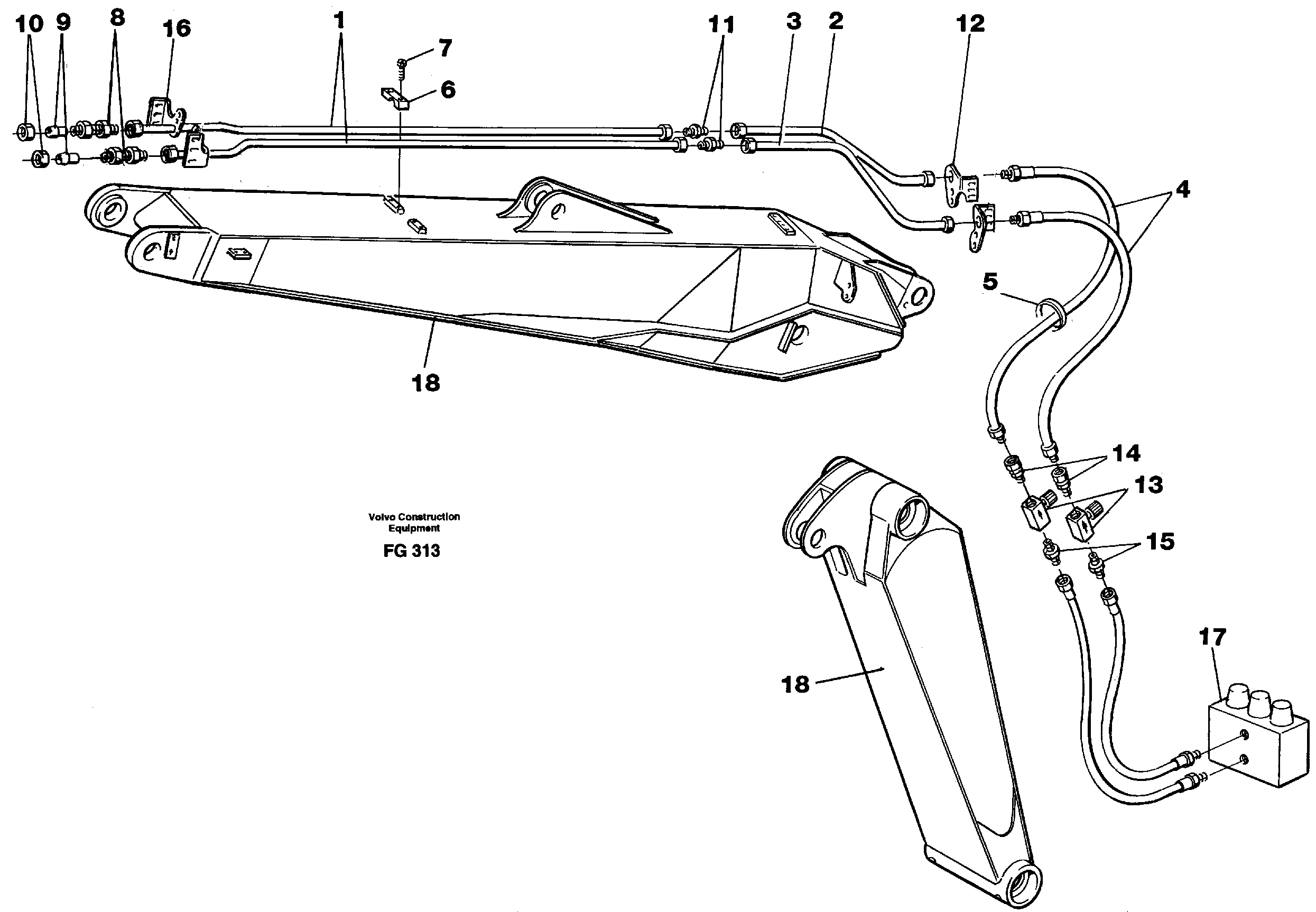 Slope/grab bucket equipment, adjustable boom 4.62m  14253464 — volvo parts diagram