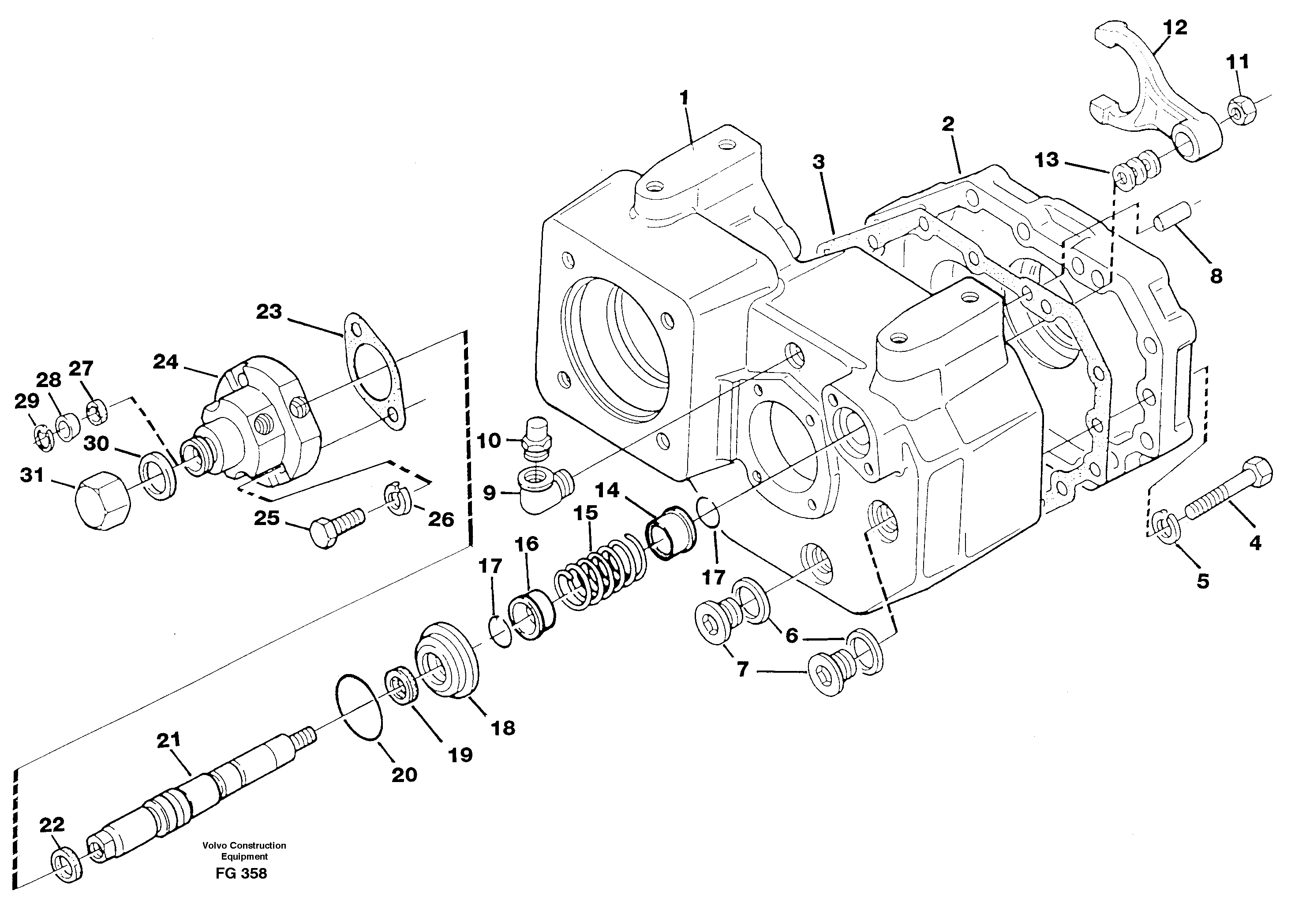 Gear box casing incl. mounting parts — volvo parts diagram