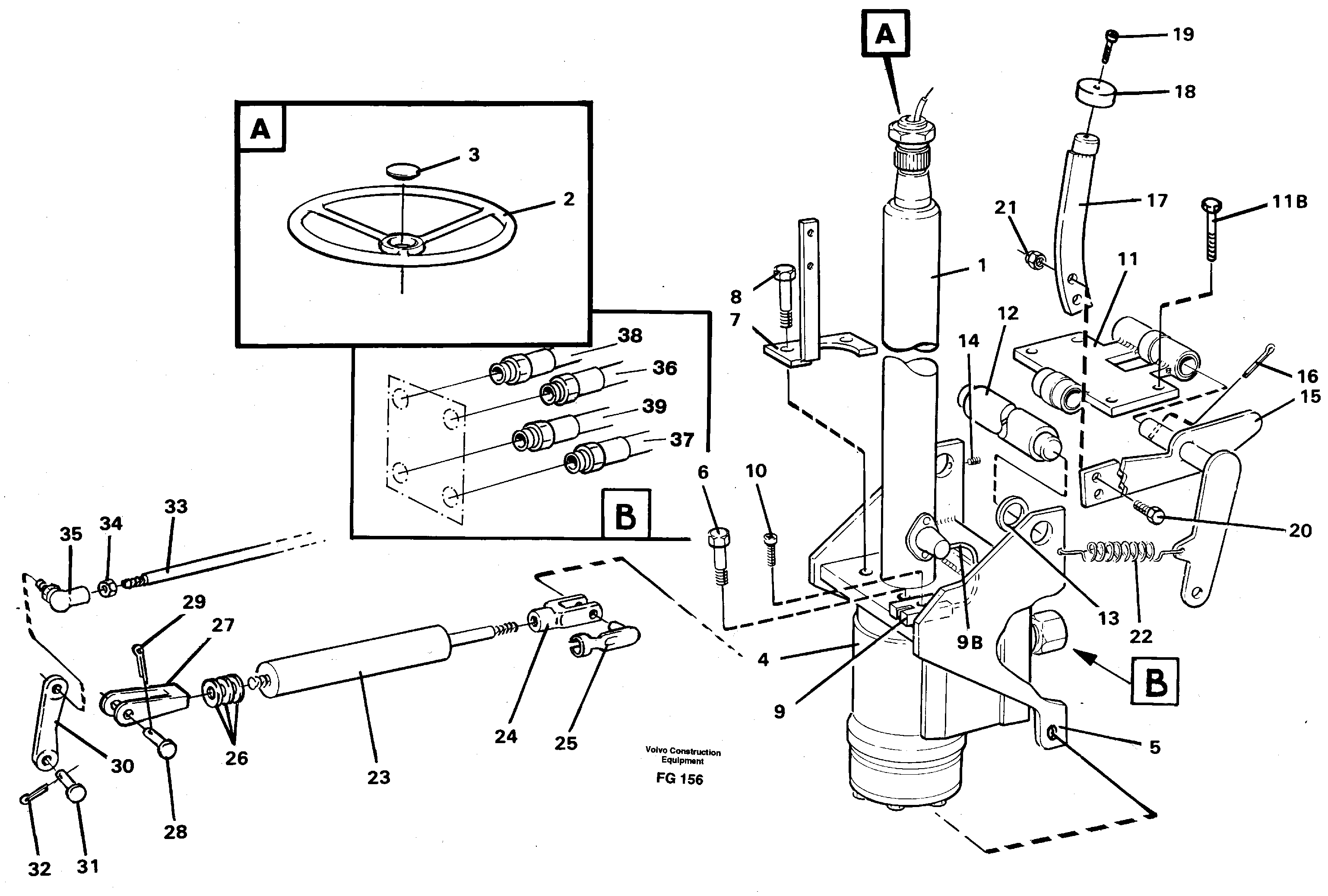 Adjustable steering column — volvo parts diagram