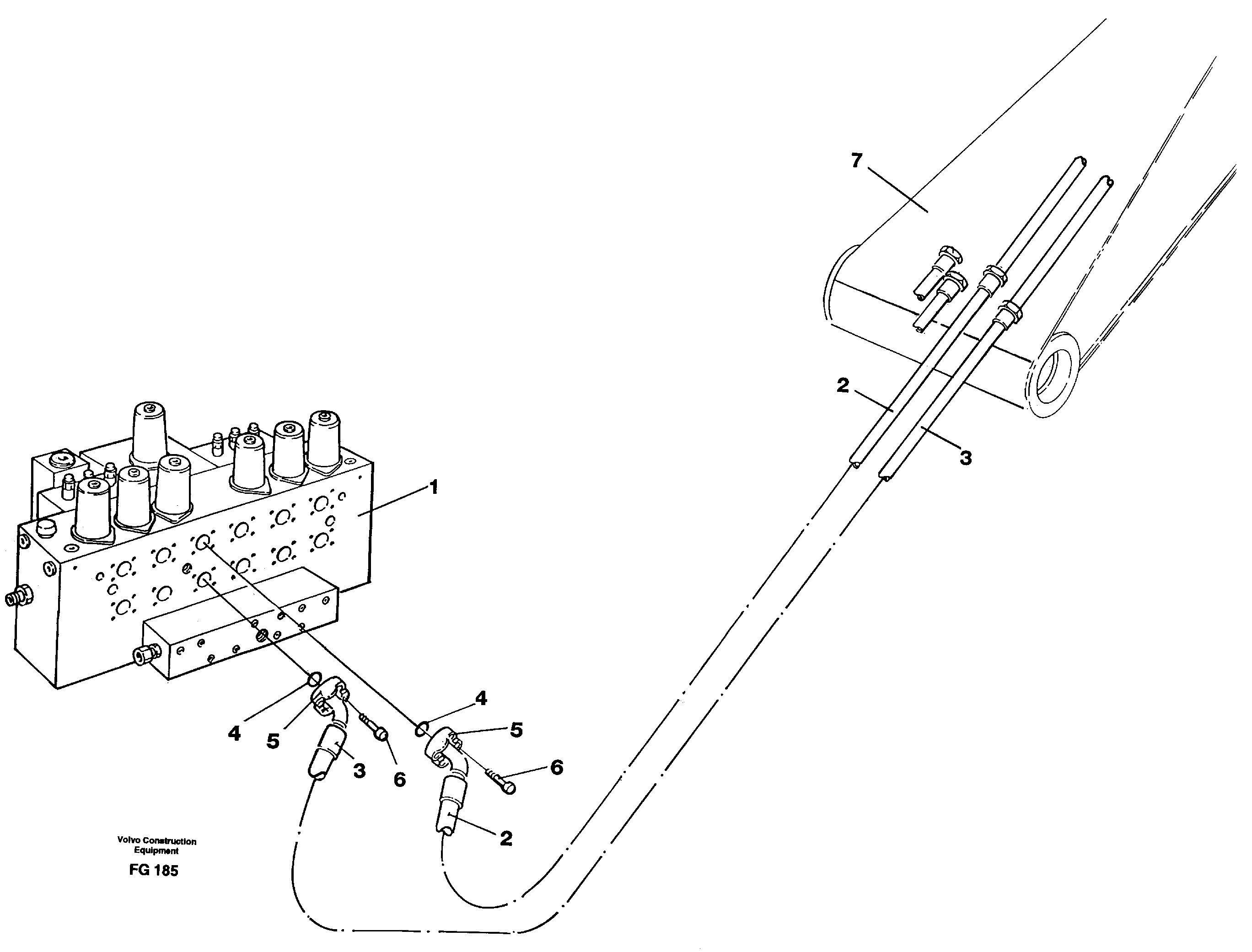 Hydraulic system, dipperarm — volvo parts diagram