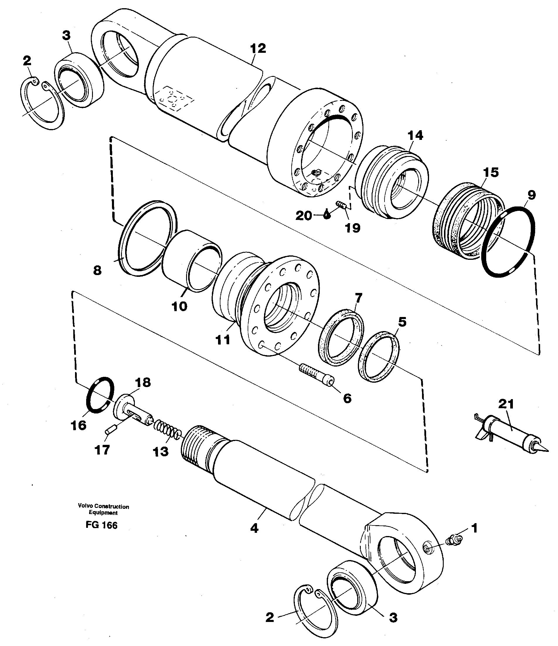 Hydraulic cylinder, stabilisor  14259921 — volvo parts diagram