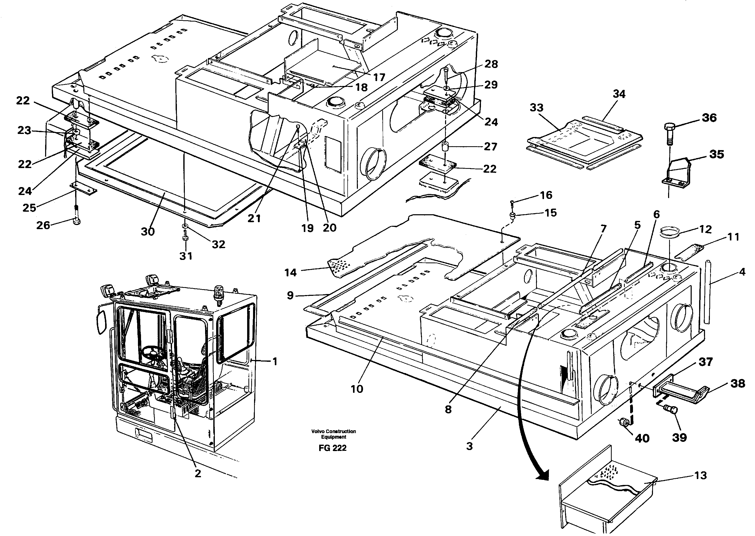 Drivers cab and cabin floor — volvo parts diagram