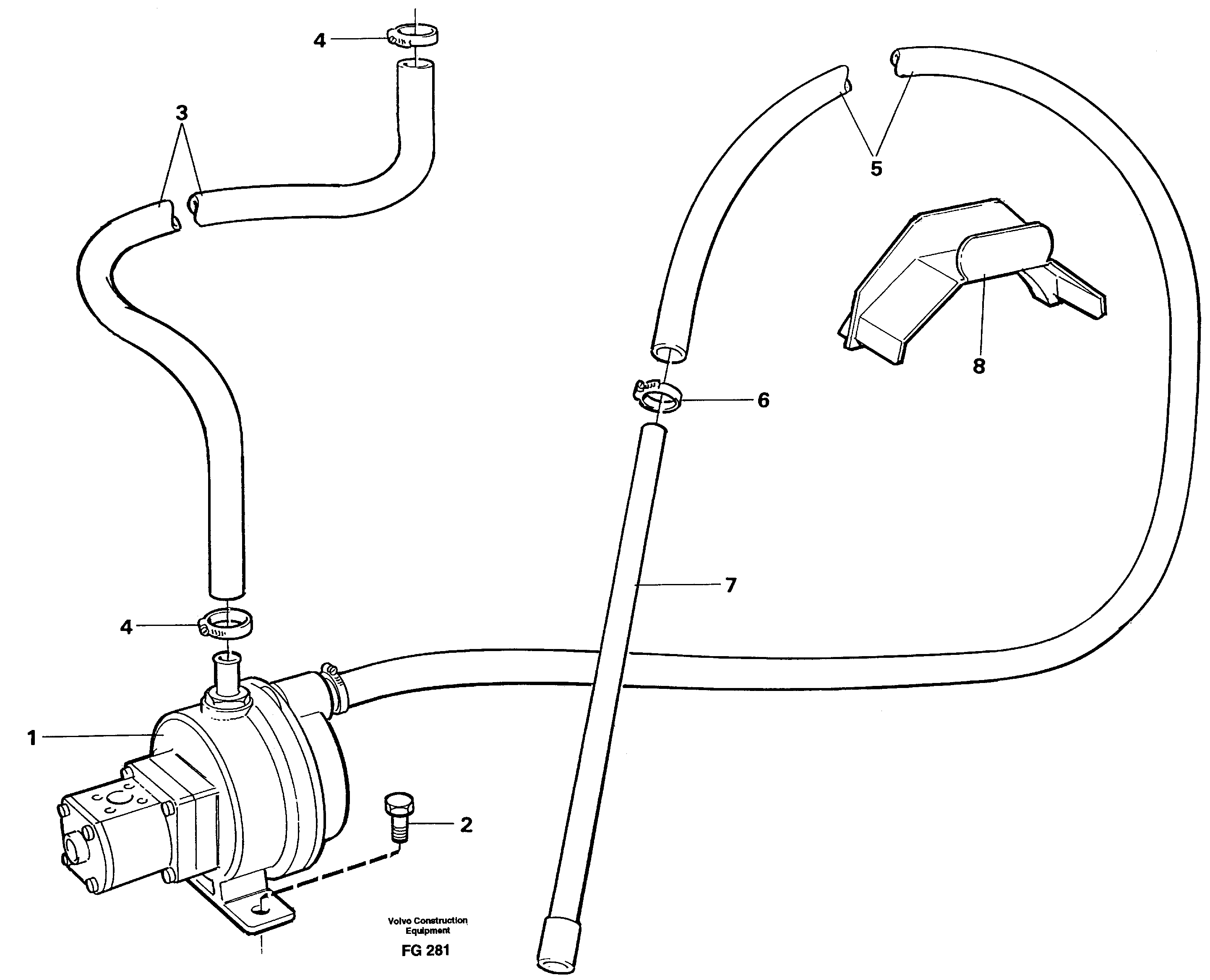 Fuelfilling pump with hoses — volvo parts diagram
