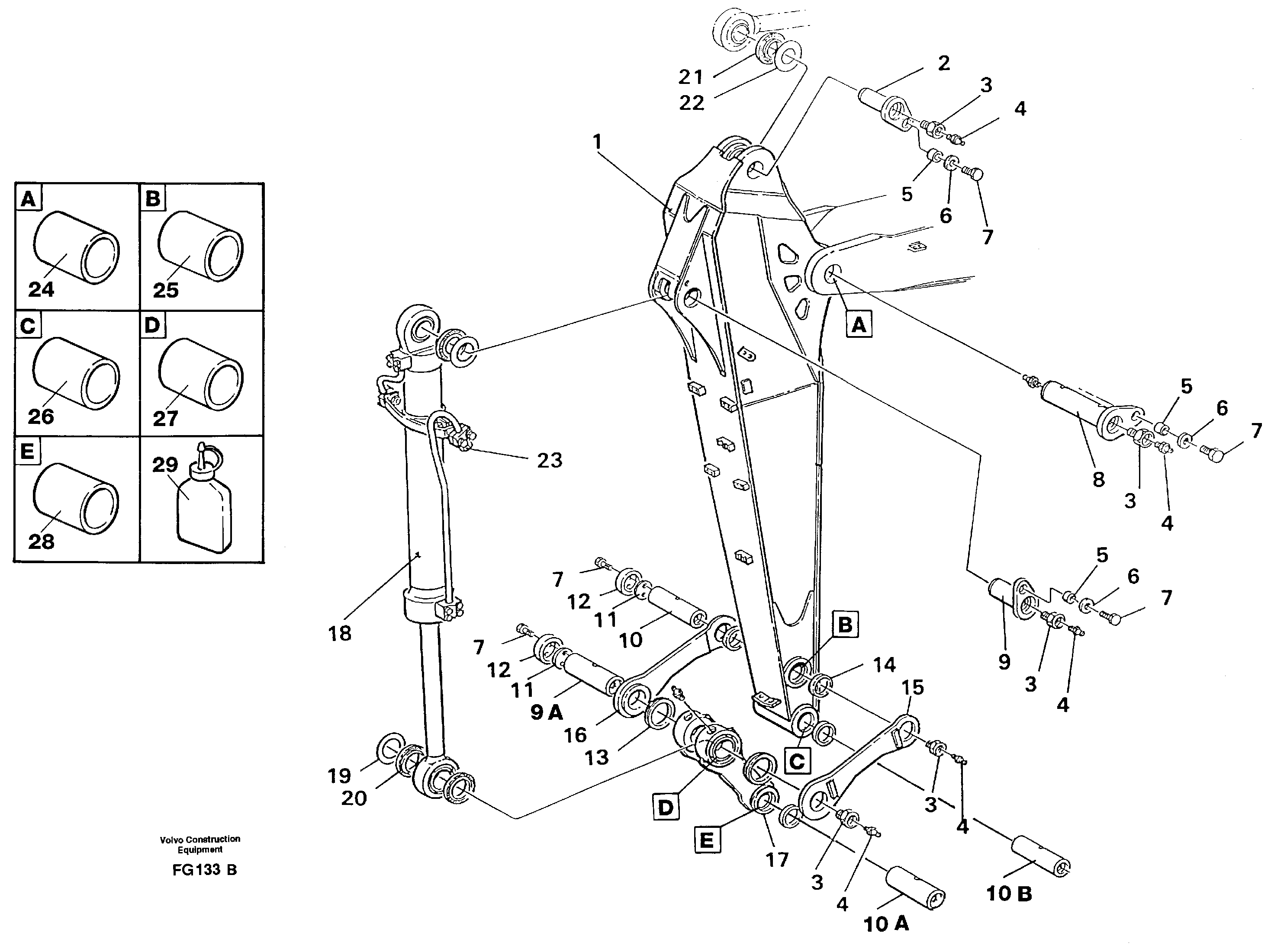 Backhoe dipper arm, 2.0m, 2.40m  14262397 14258753 — volvo parts diagram