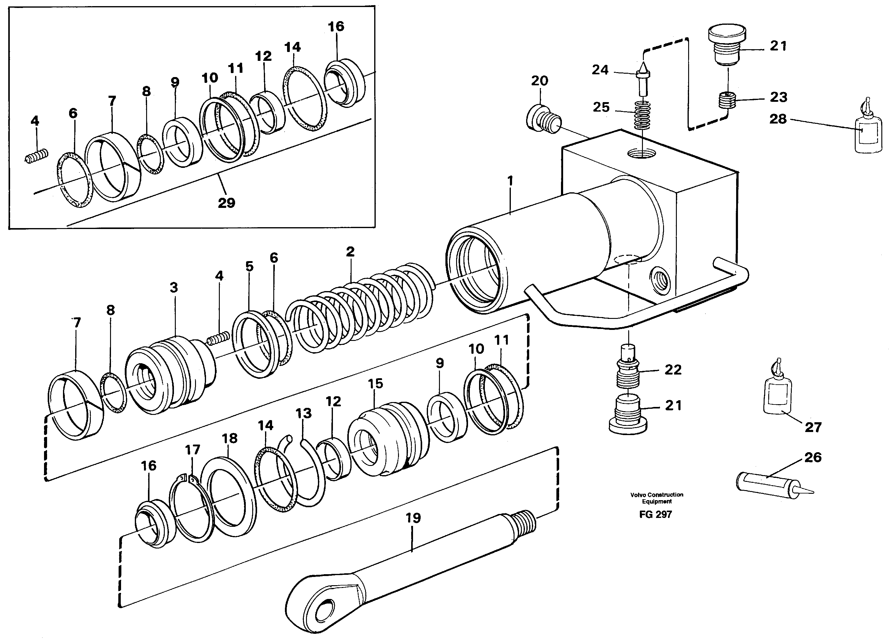 Hydraulic cylinder, quick attachment  14264492 — volvo parts diagram