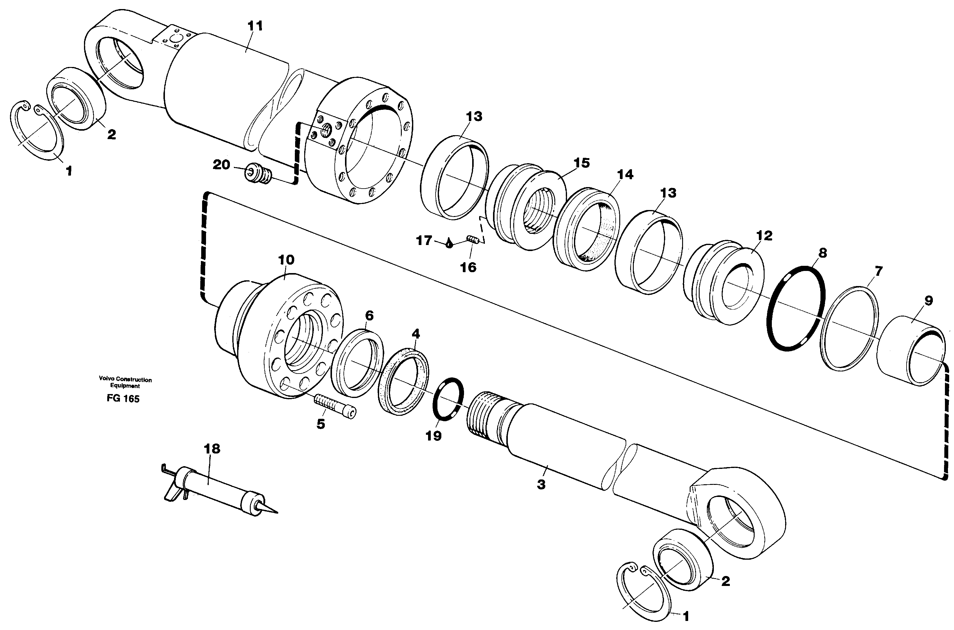 Hydraulic cylinder, dozer blade  14259920 — volvo parts diagram