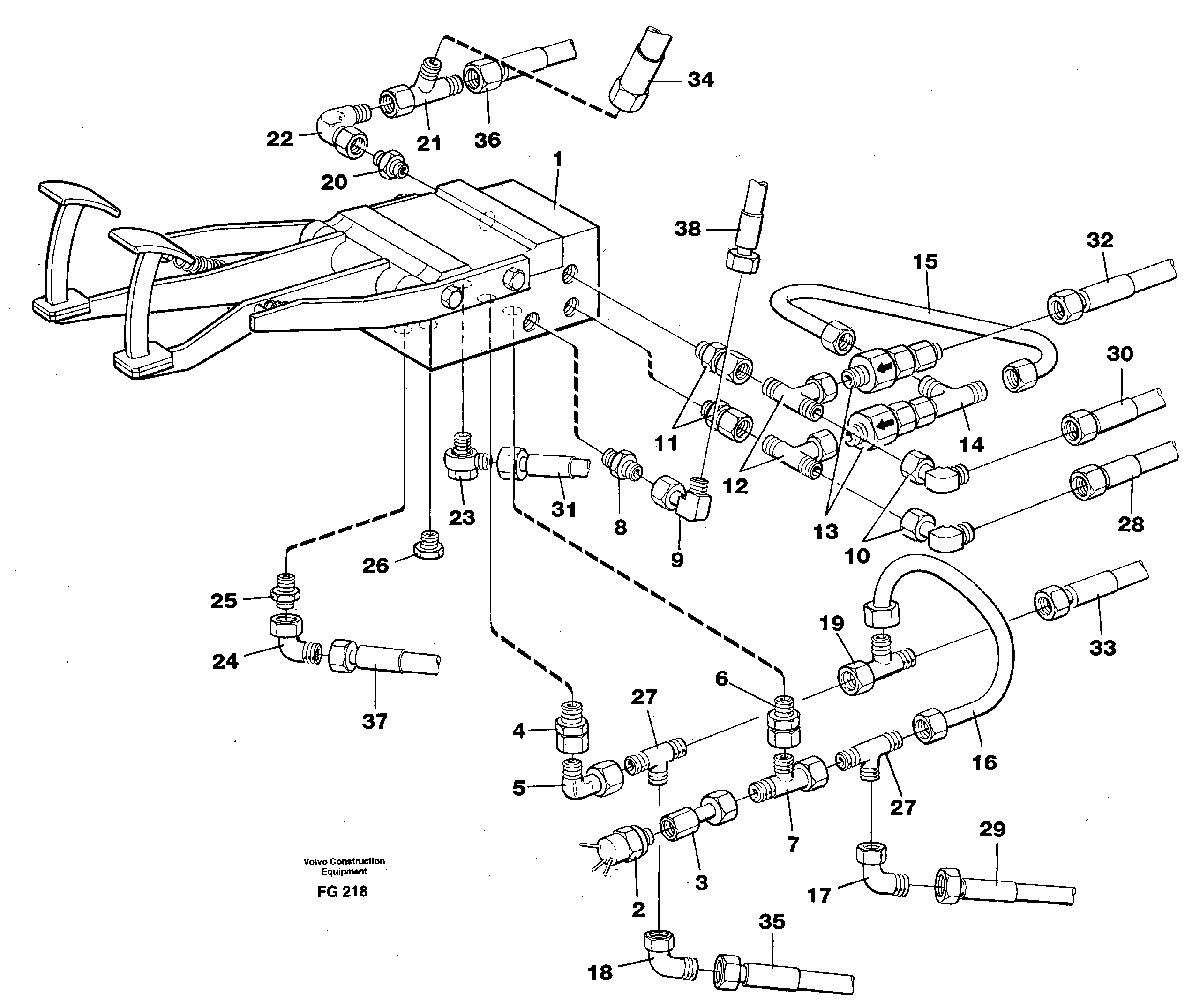 Pedal valve with connections — volvo parts diagram