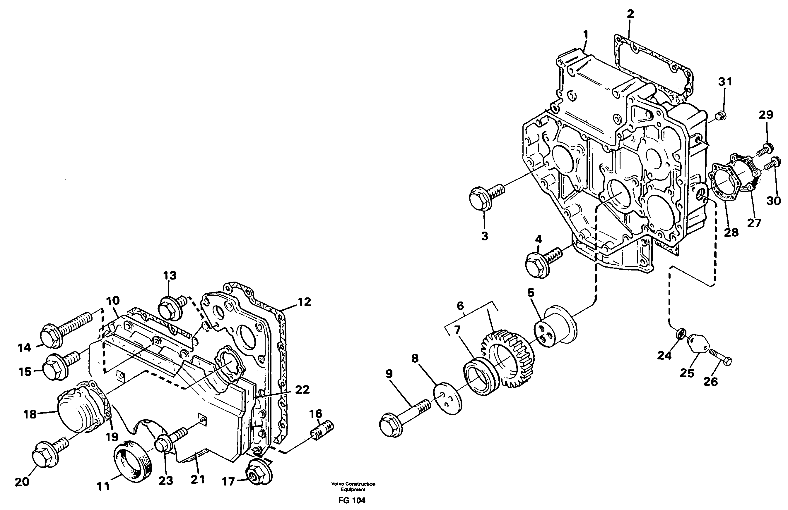 Timing gear casing — volvo parts diagram