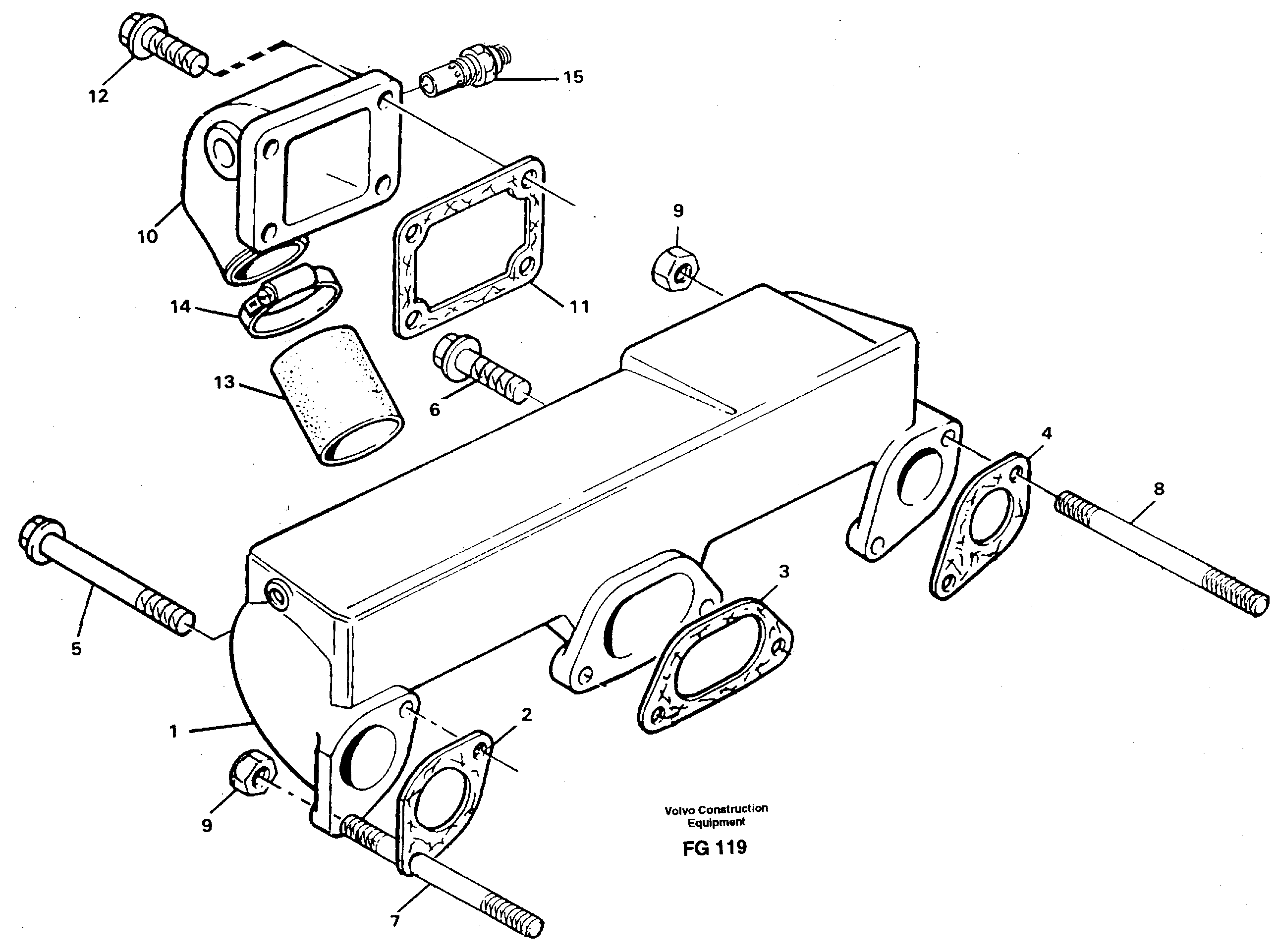 Induction manifold with fitting parts — volvo parts diagram