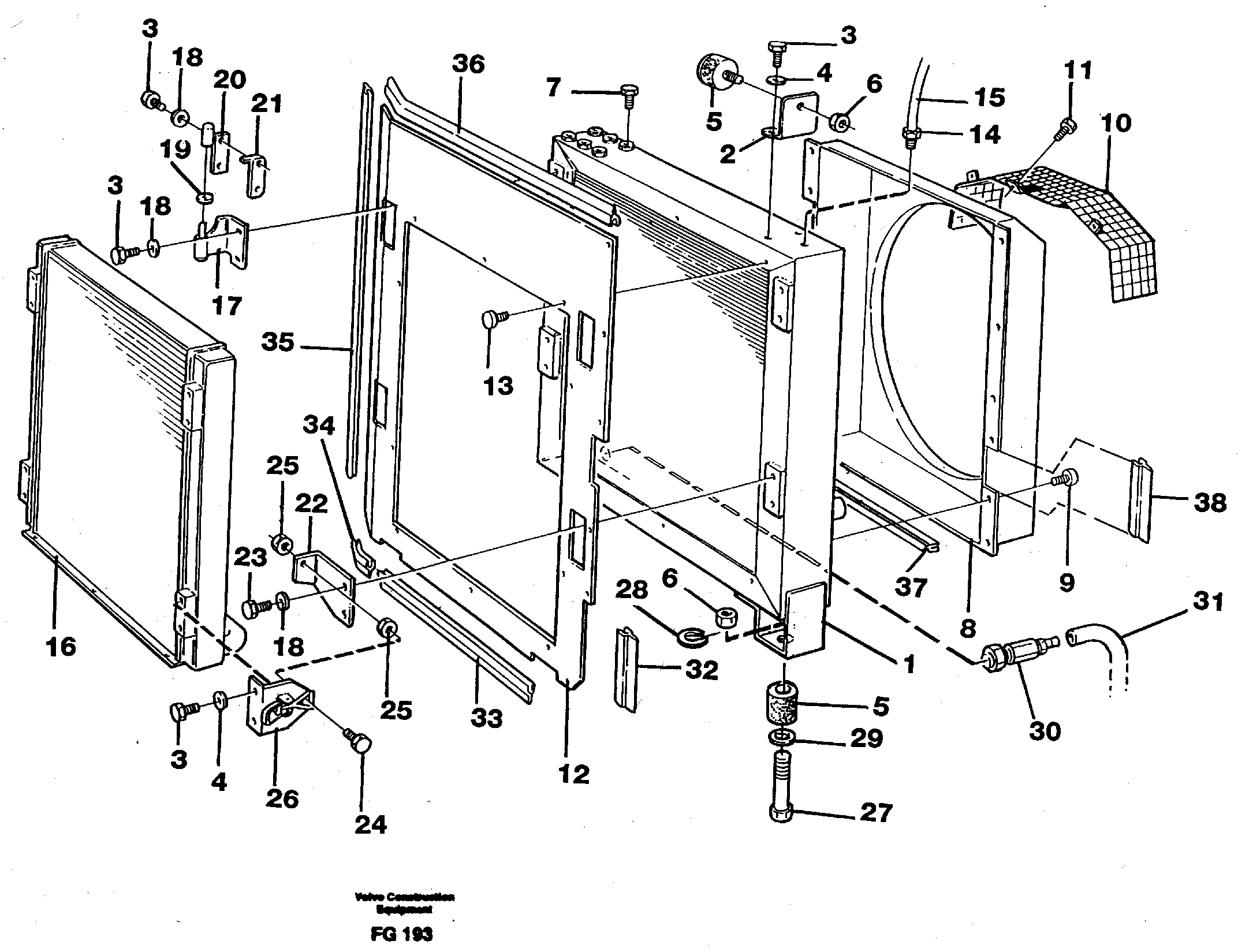 Hydraulic oil cooler — volvo parts diagram