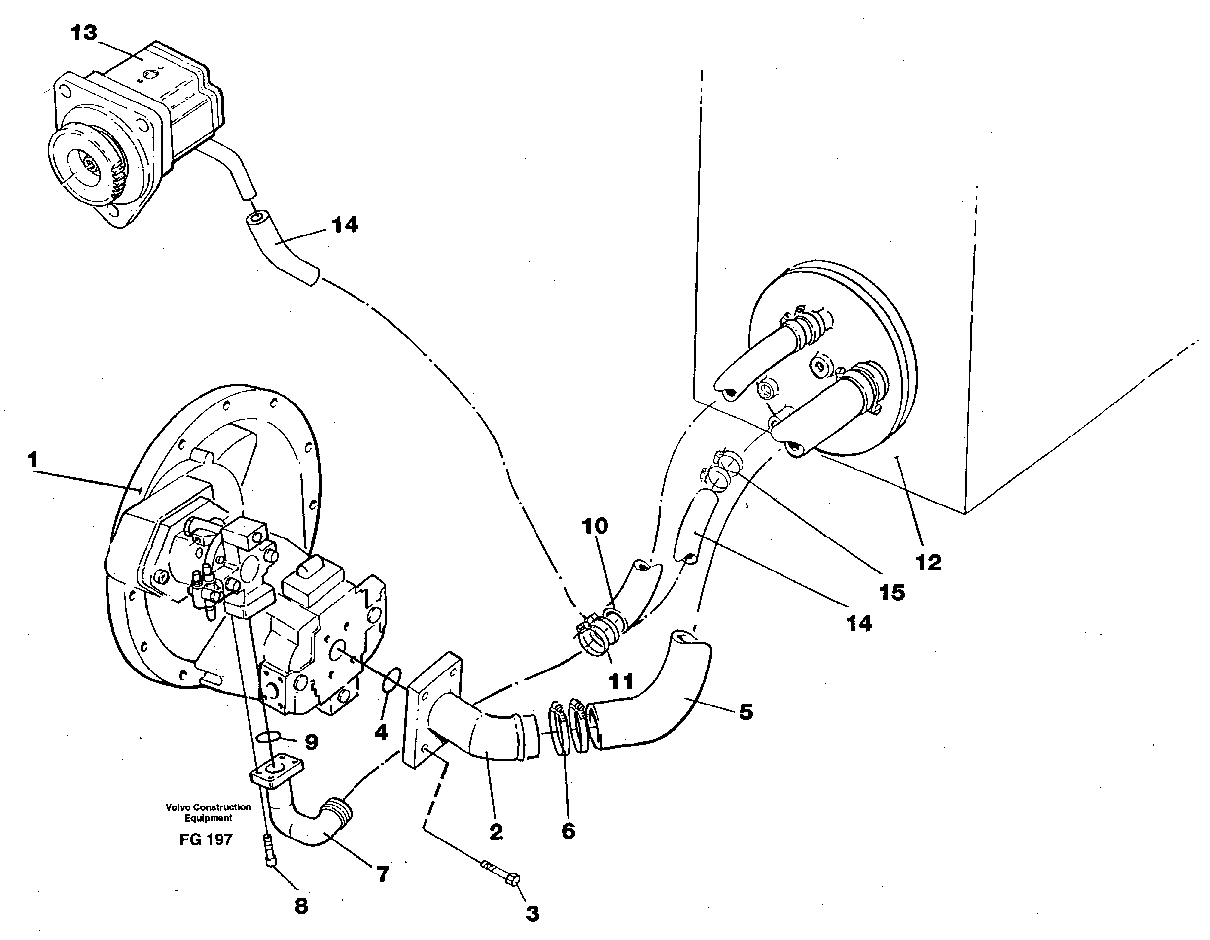 Hydraulic system suction lines — volvo parts diagram