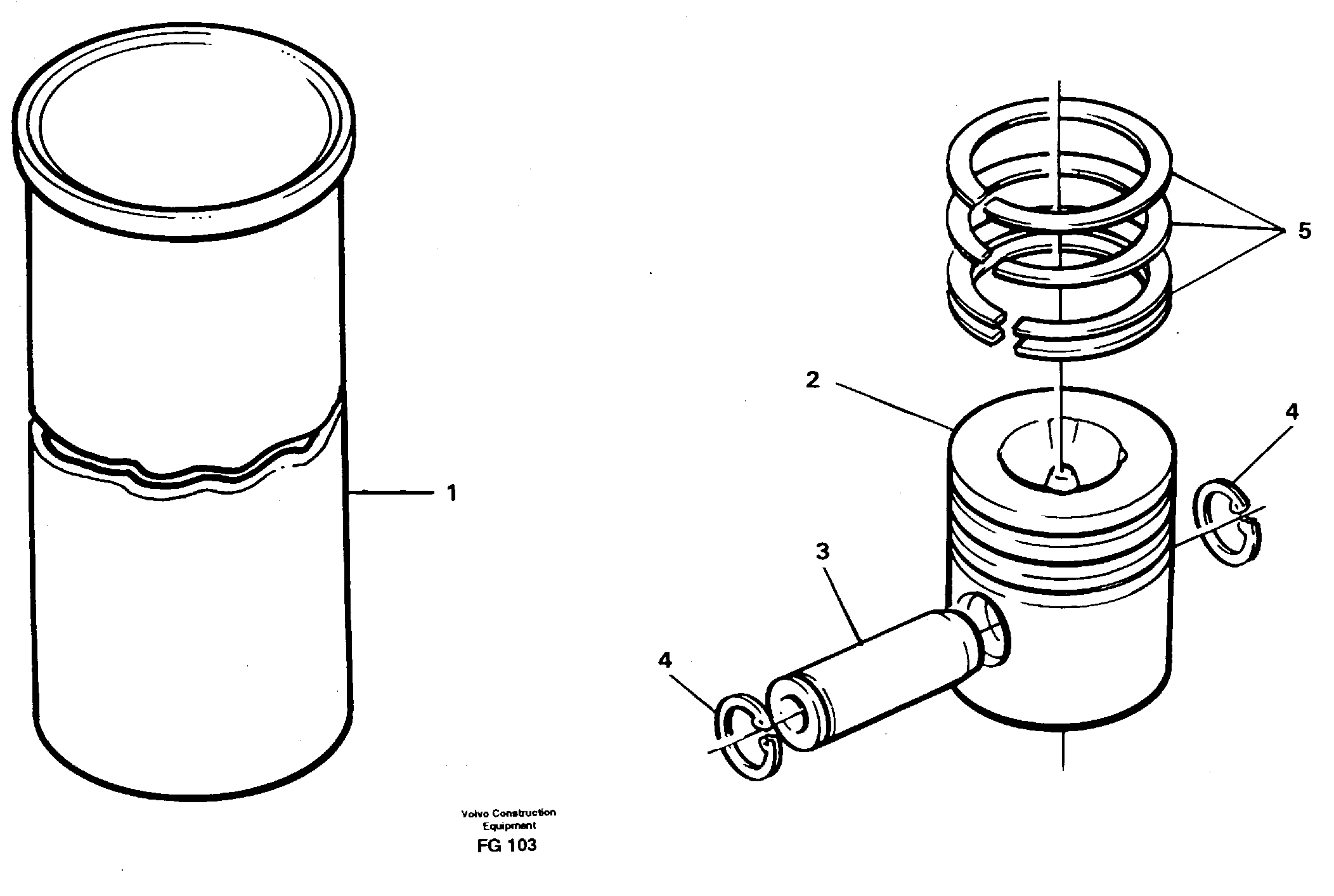Cylinder liner and piston — volvo parts diagram