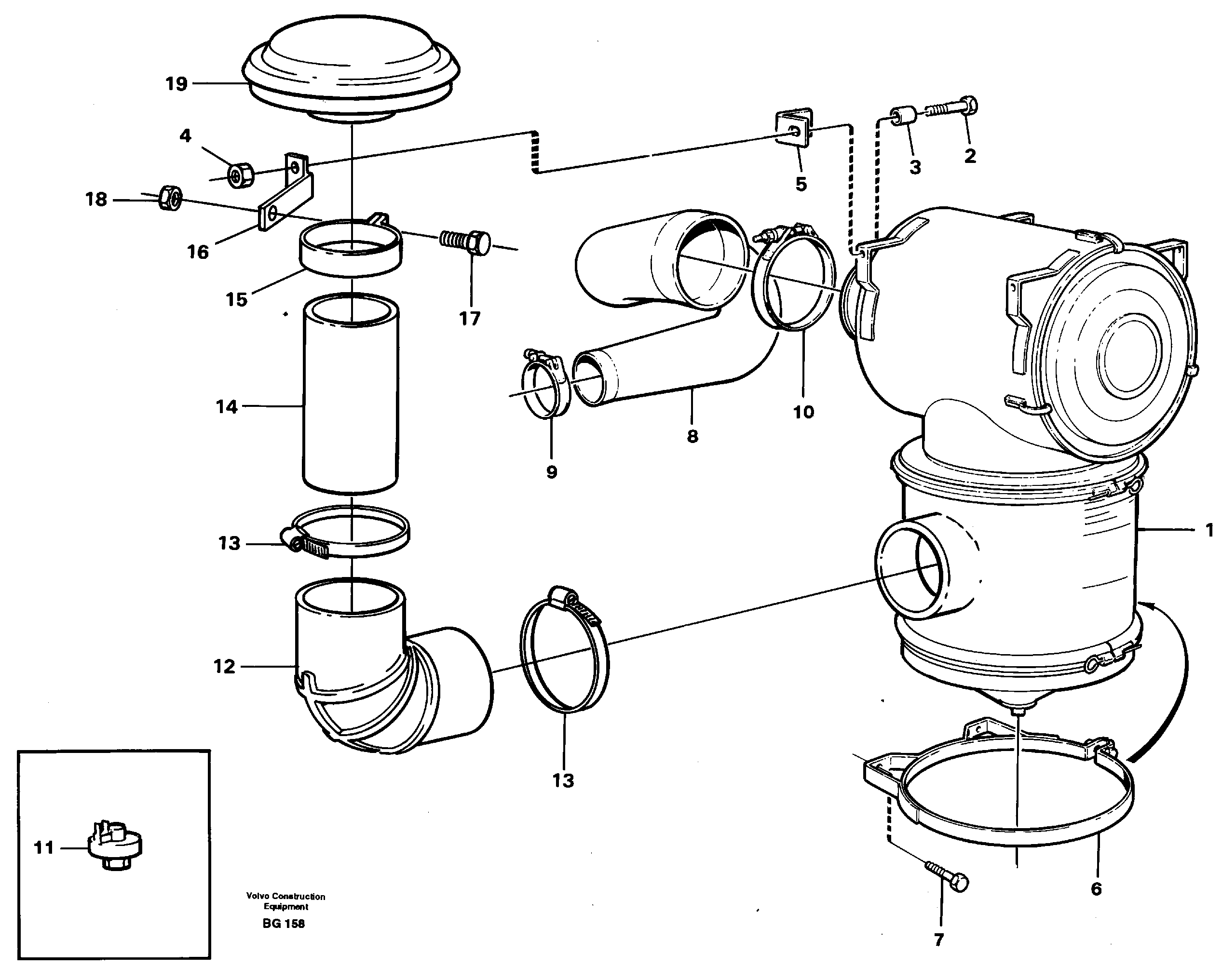 Air filter with fitting parts — volvo parts diagram