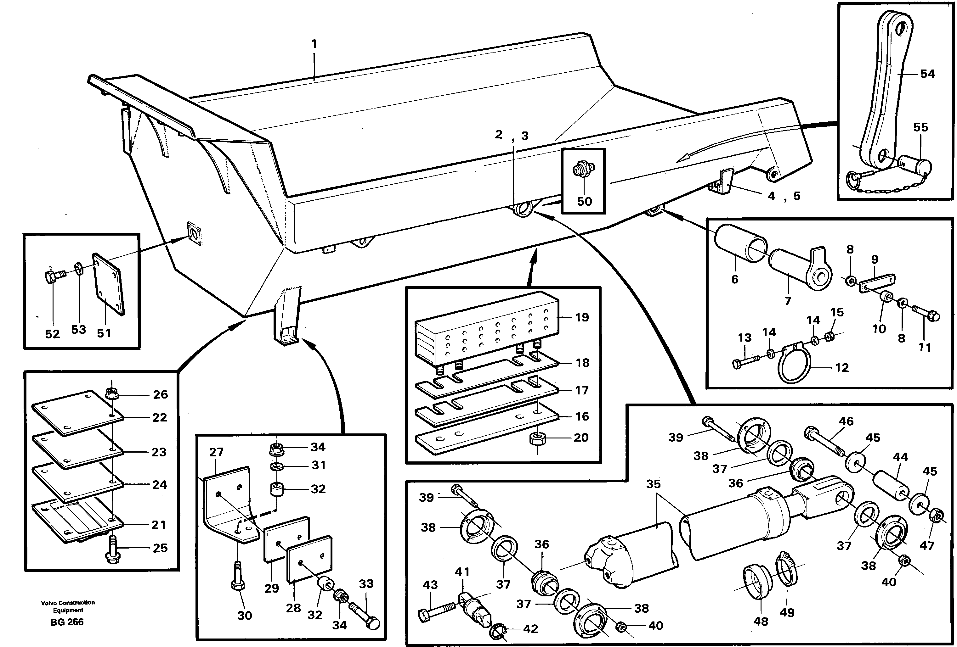 Dumper basket with fitting parts — volvo parts diagram