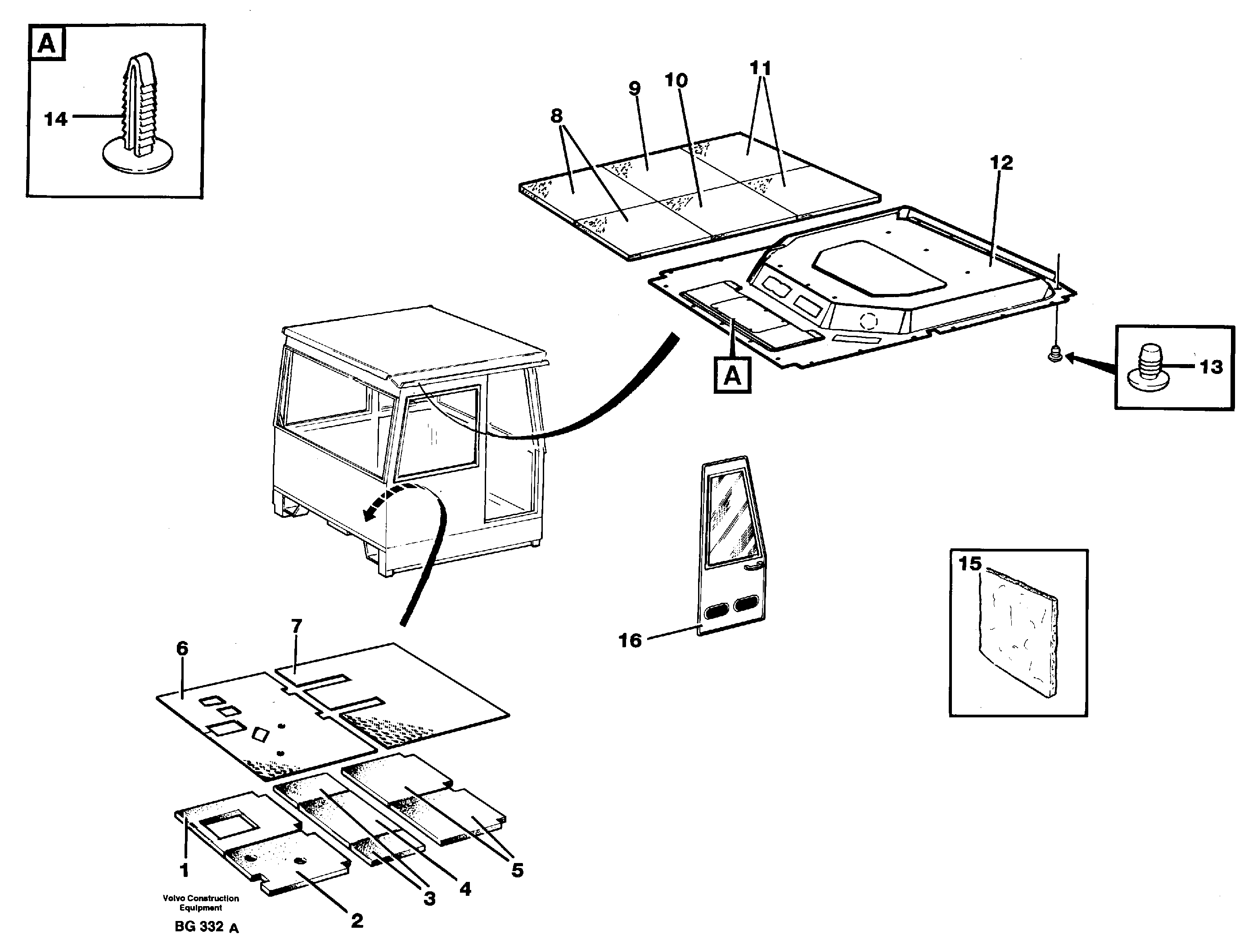 Upholstery and insulation, floor and roof — volvo parts diagram