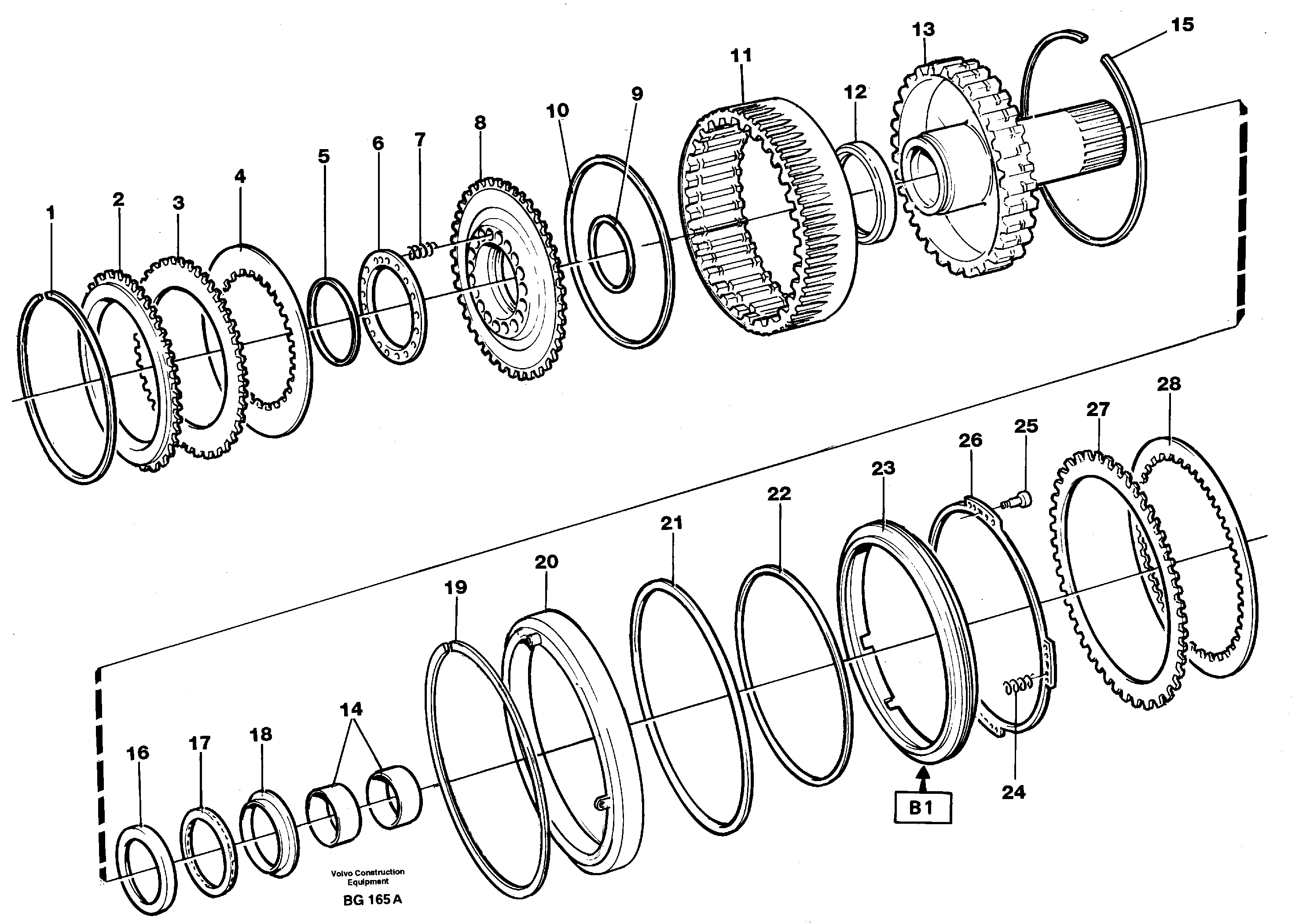 Clutch and brake  K2, B1 — volvo parts diagram