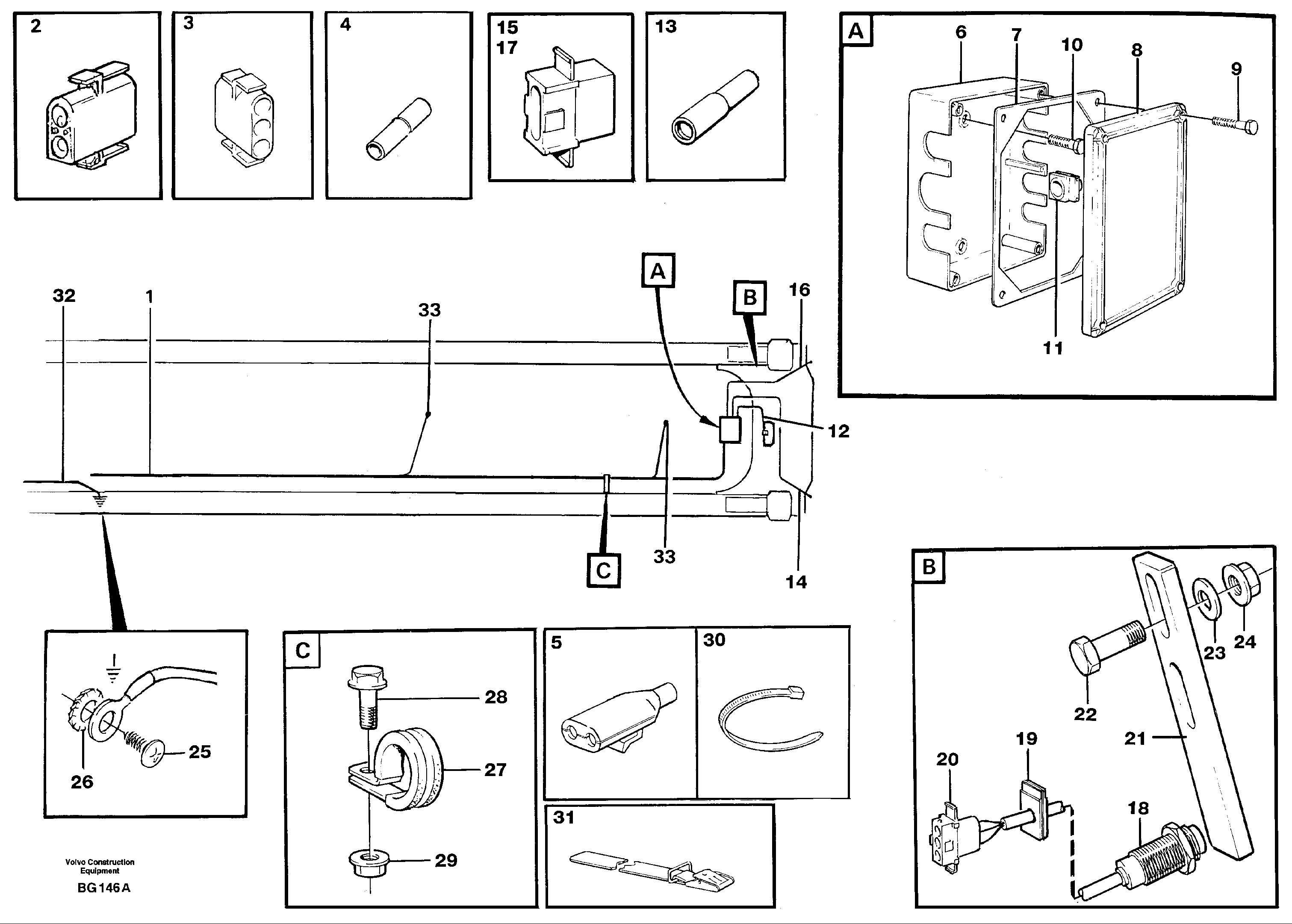 Cable harnesses, rear — volvo parts diagram