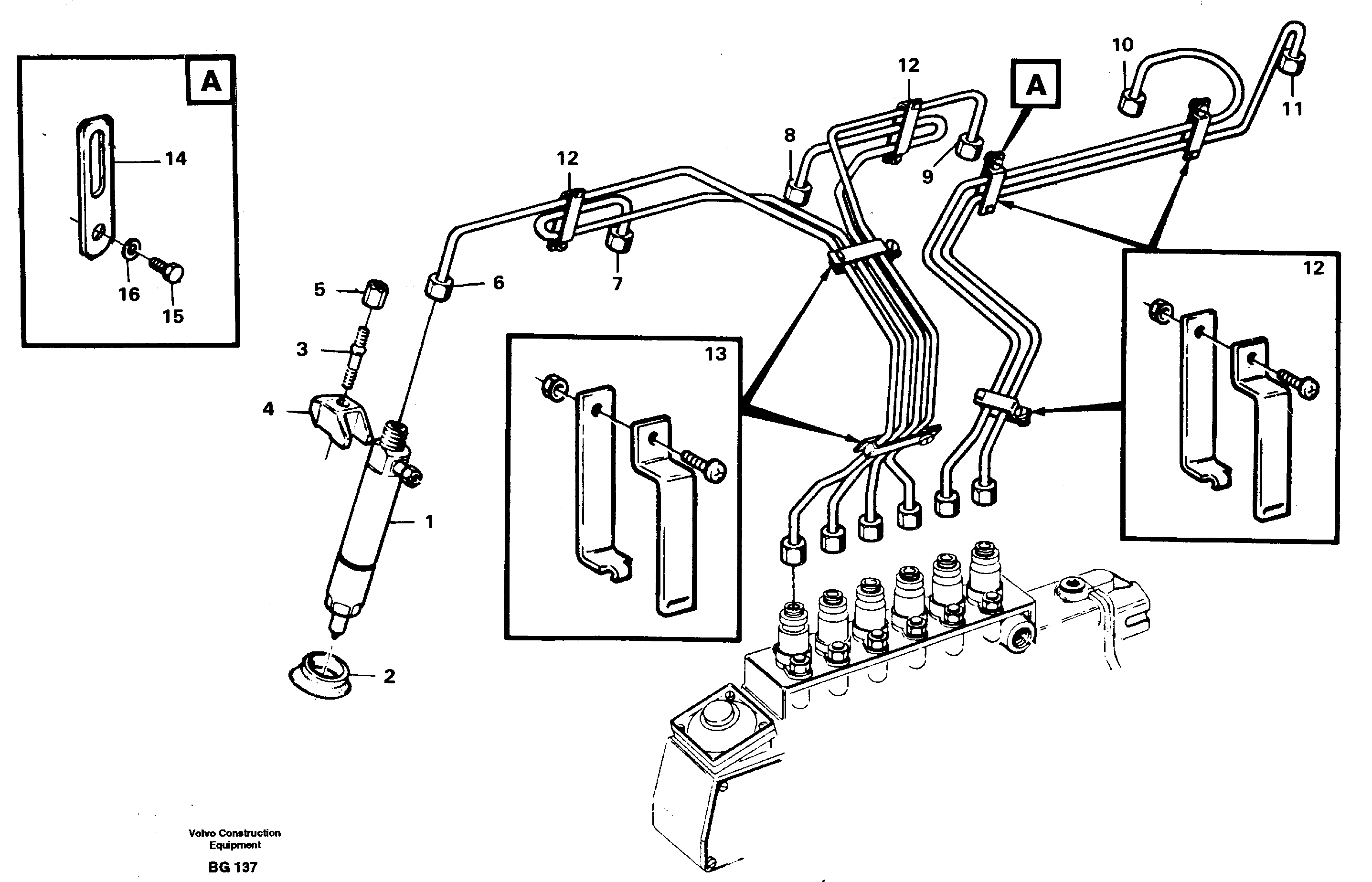 Delivery pipes-injectors — volvo parts diagram