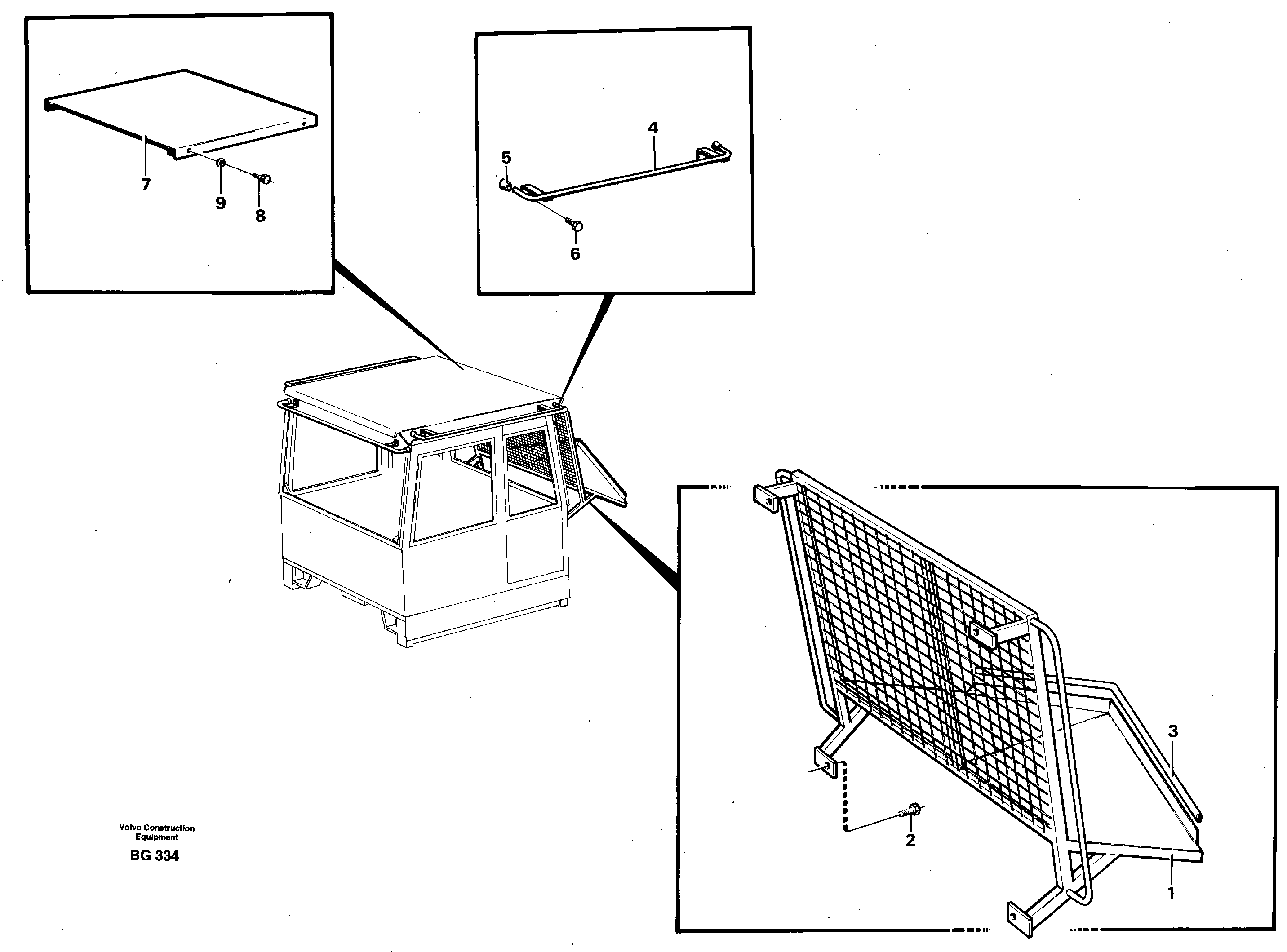 Protecting roof, protective grating — volvo parts diagram