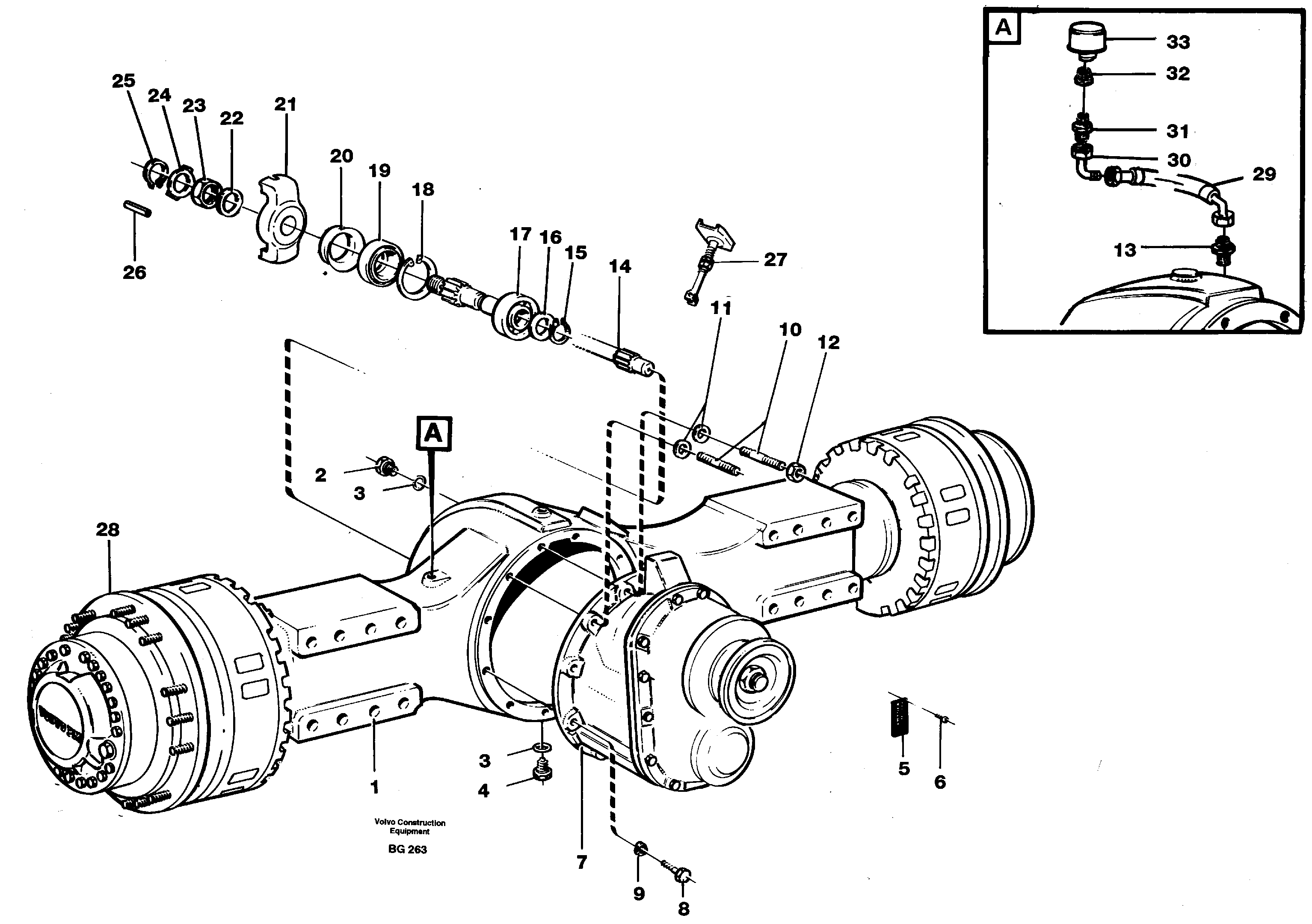 Planetary axle 1, load unit  AHW71D PROD NO 23747 — volvo parts diagram
