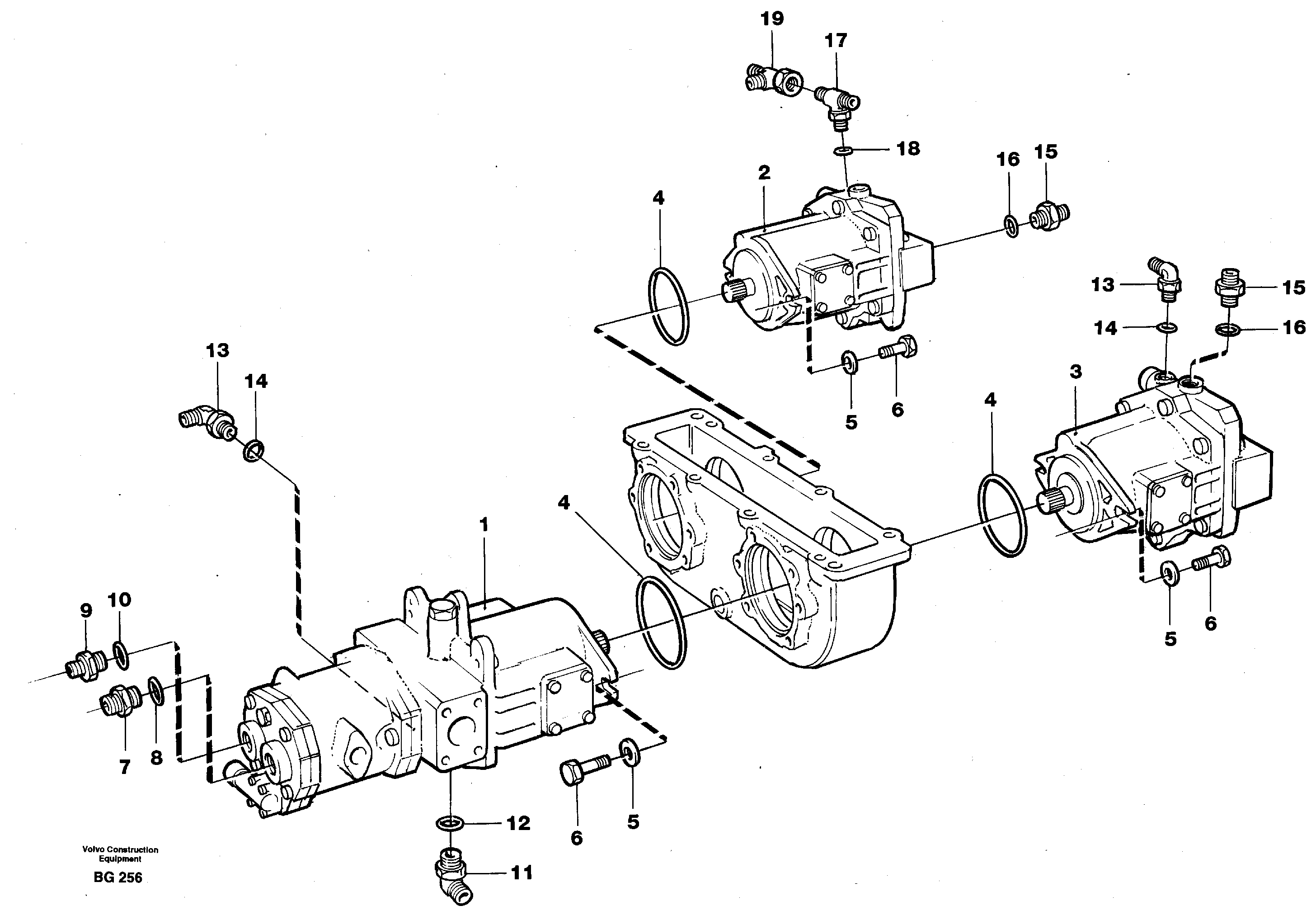 Hydraulic pump with fitting parts — volvo parts diagram