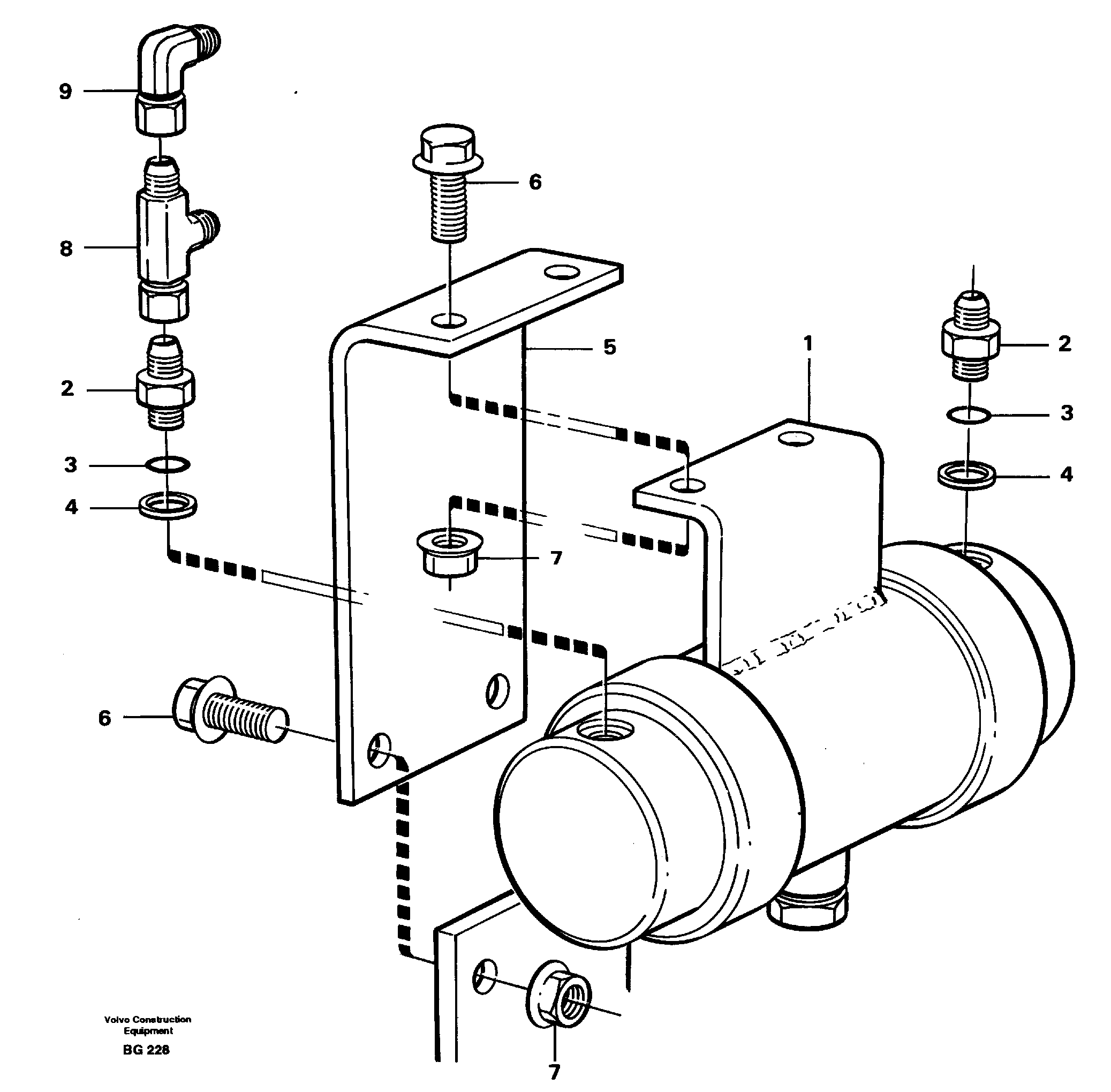 Damping cylinder with fitting parts. — volvo parts diagram