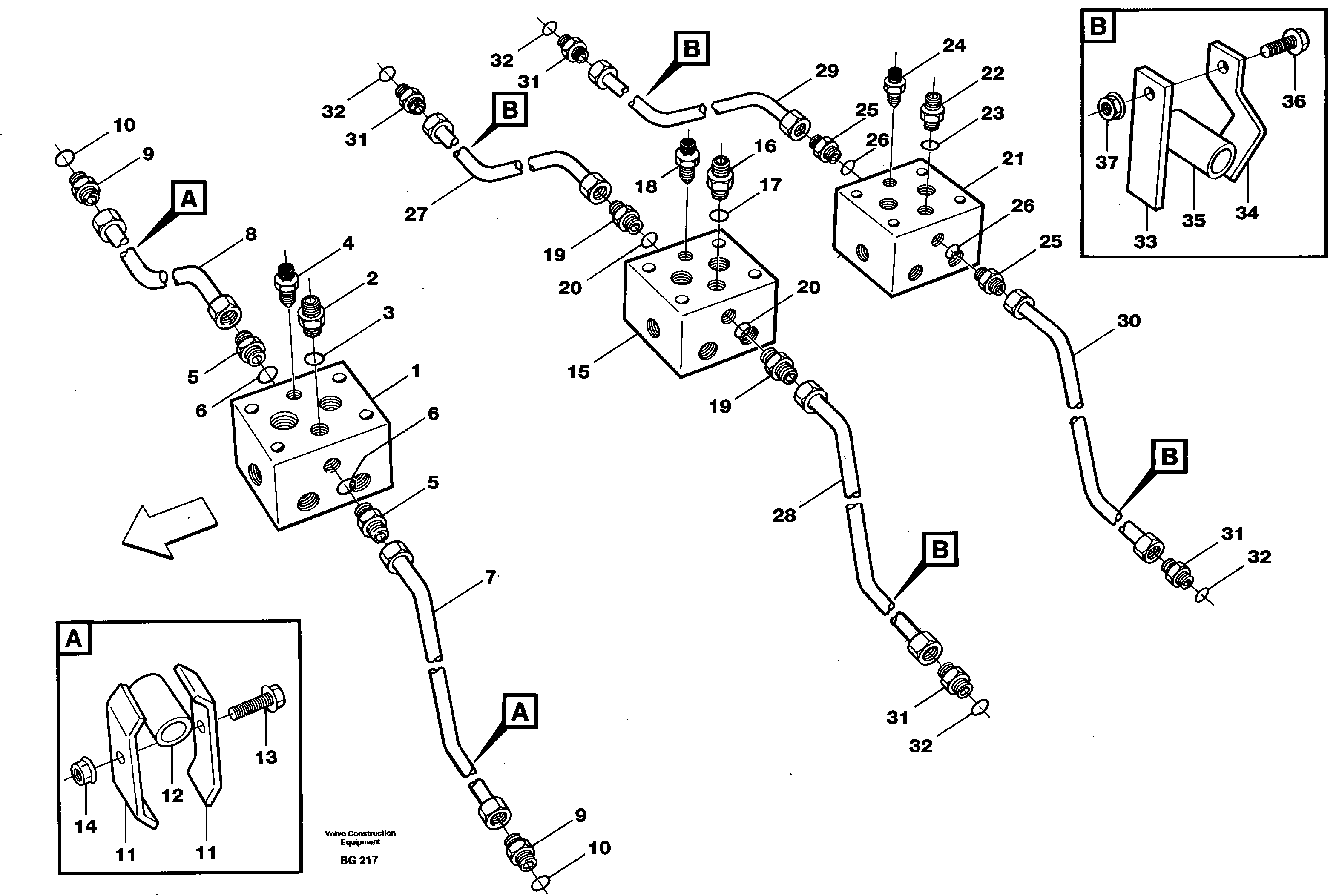 Brake pipe with fitting parts — volvo parts diagram