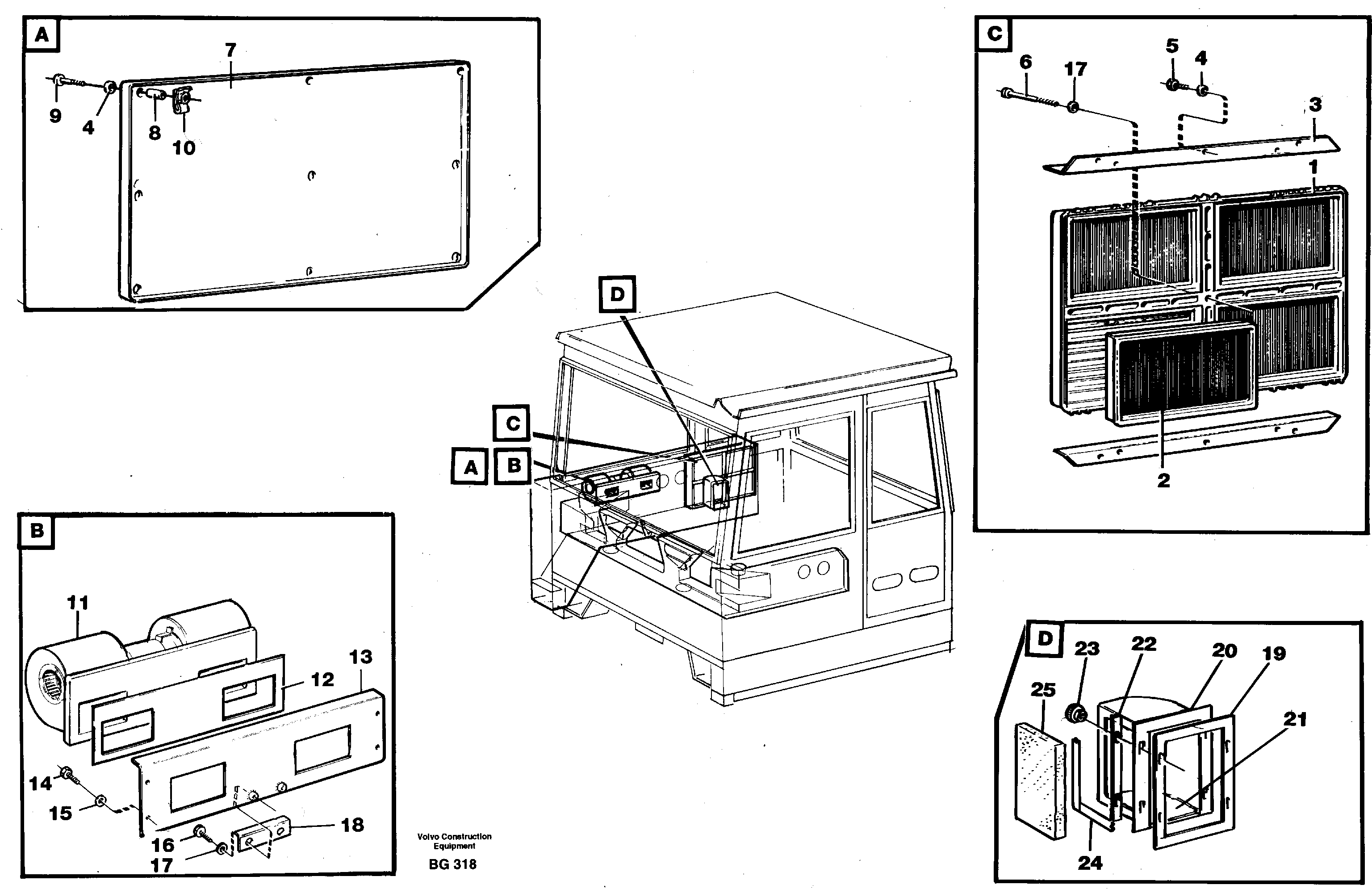 Air distribution. Inlet and air return. — volvo parts diagram