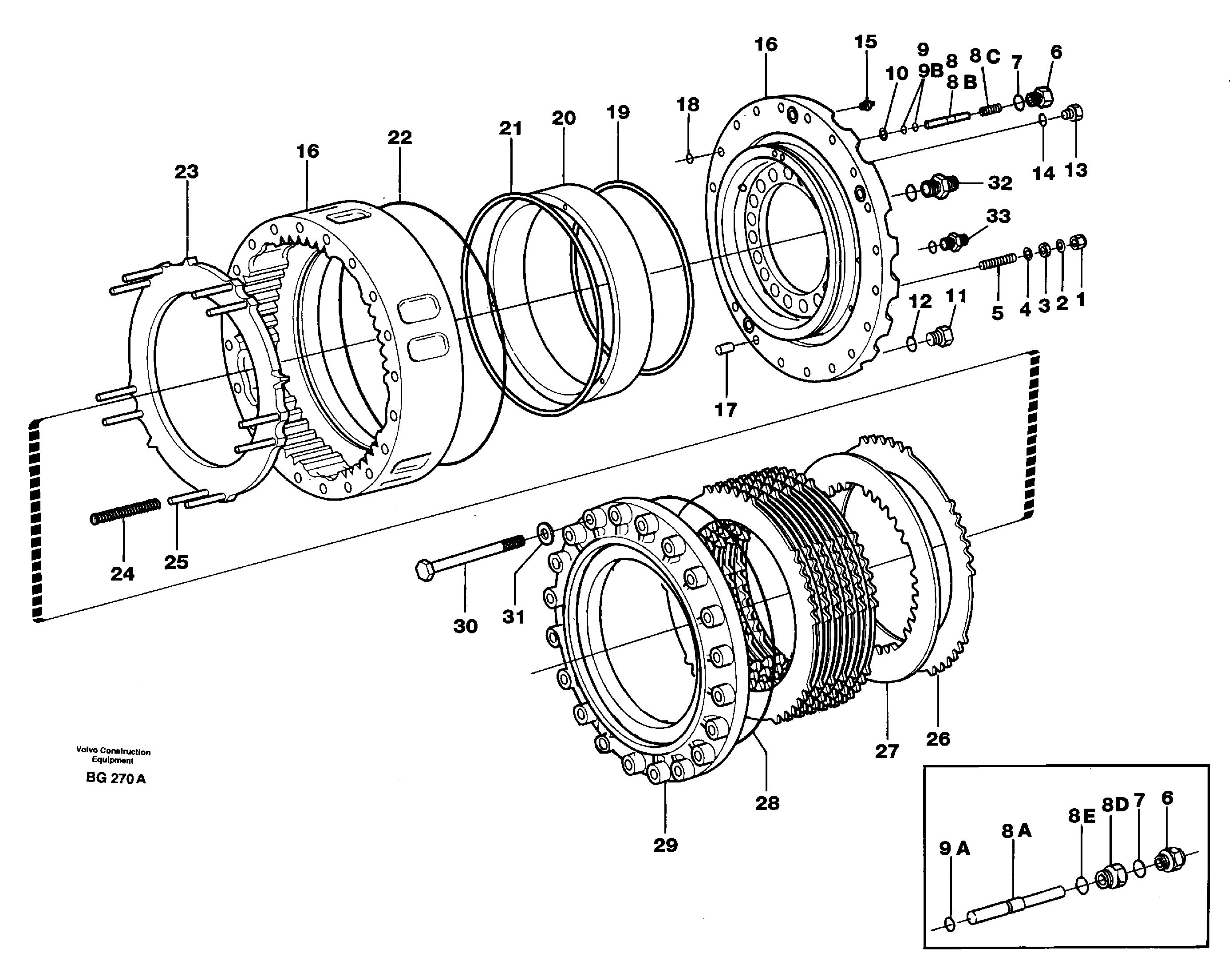 Rear wheel brake, axle 2 — volvo parts diagram