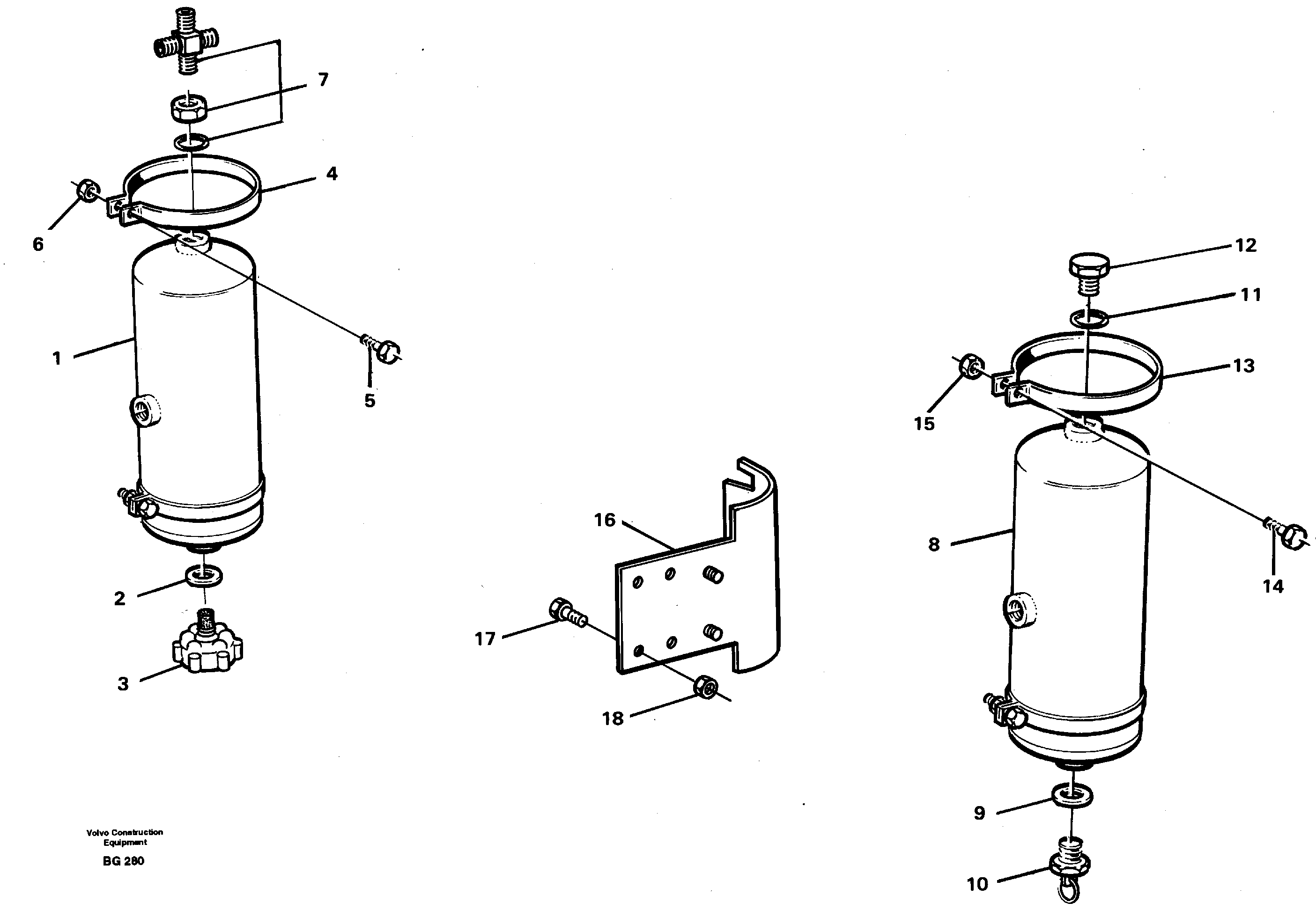 Compressed-air reservoir with fitting parts — volvo parts diagram
