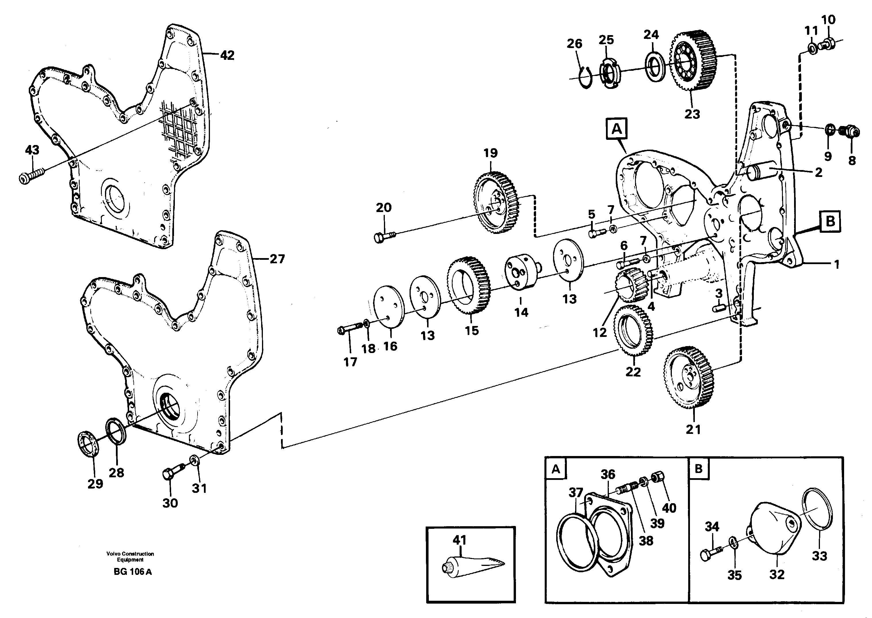 Timing gear casing and gears — volvo parts diagram