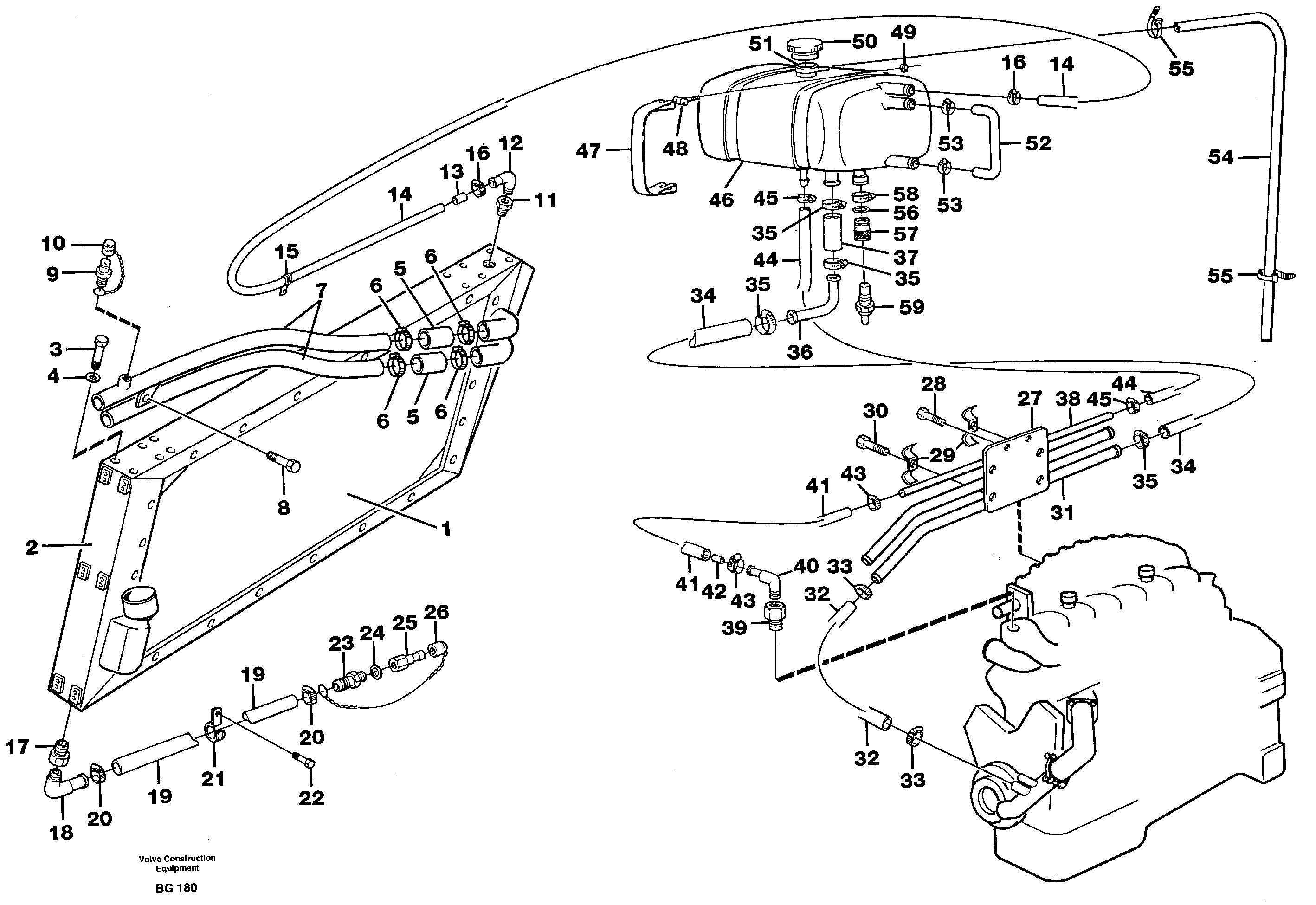 Radiator with connecting parts — volvo parts diagram