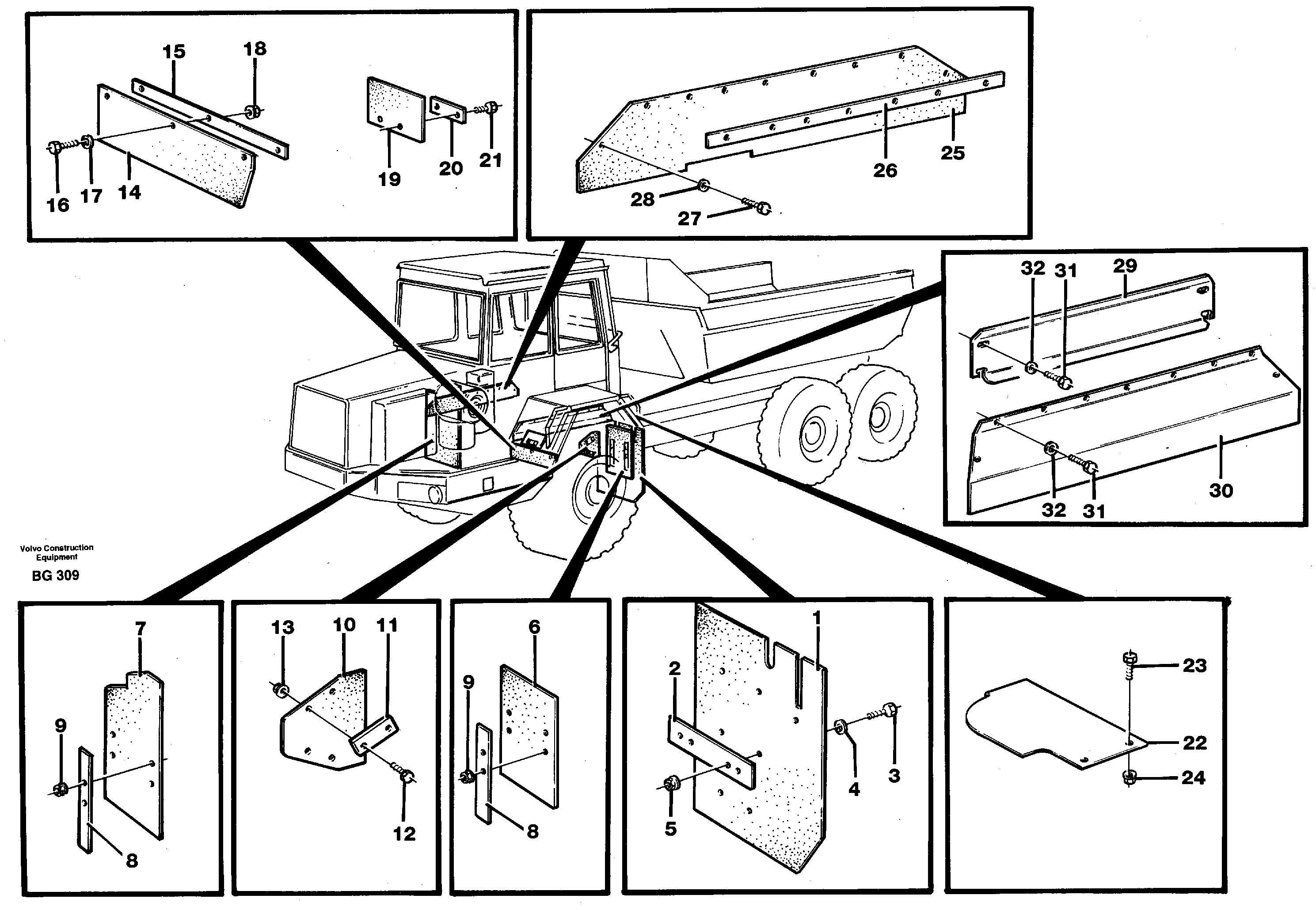 Mudflap, motor unit — volvo parts diagram