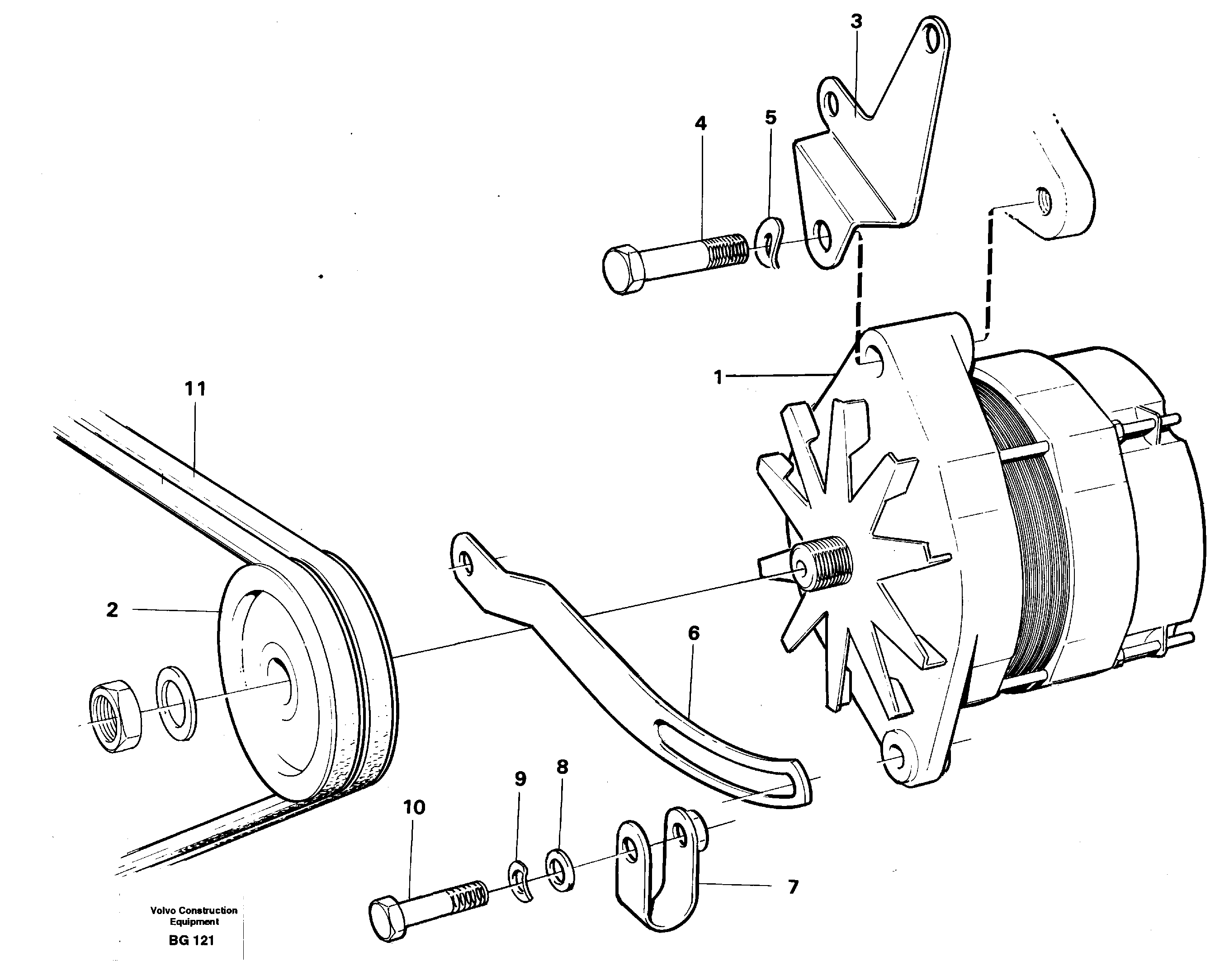 Alternator with assembling details — volvo parts diagram