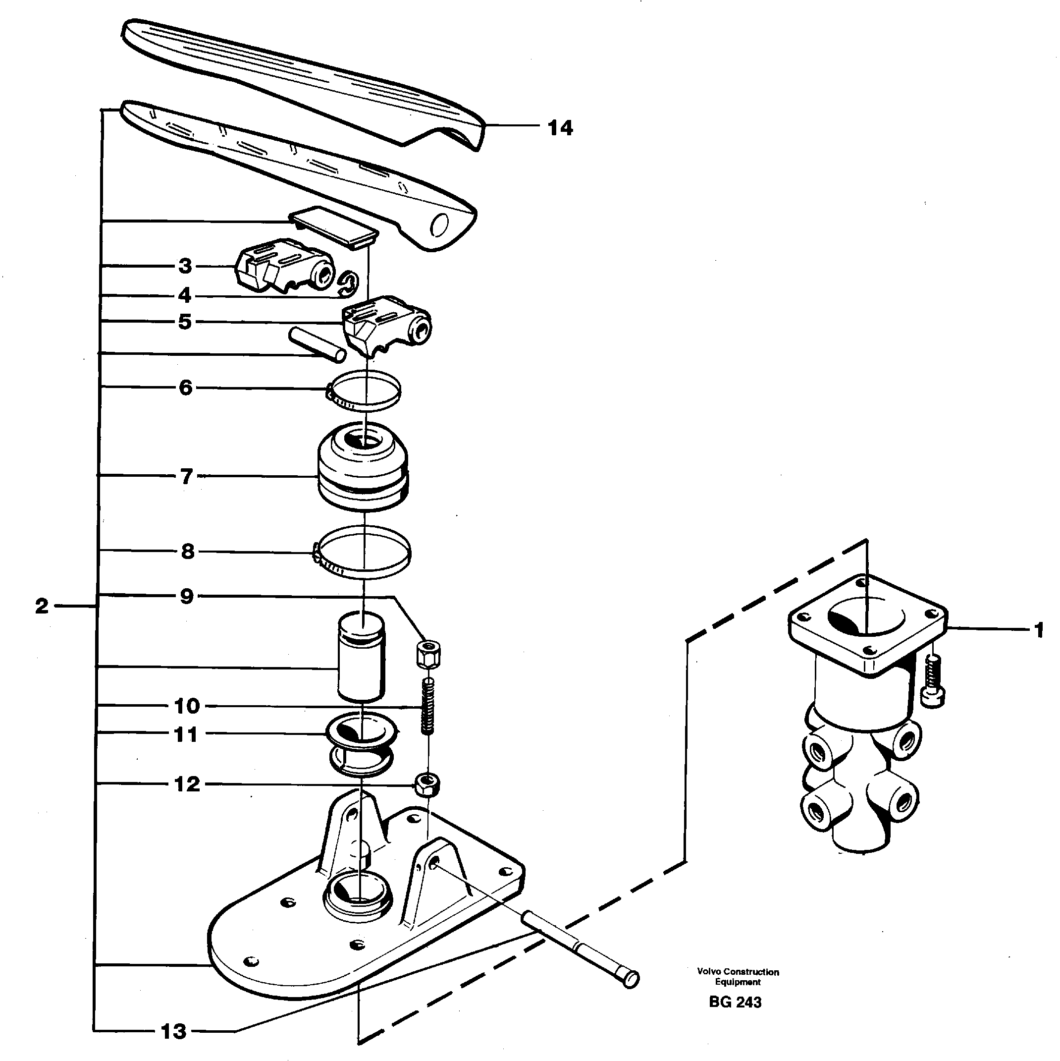 Footbrake valve — volvo parts diagram