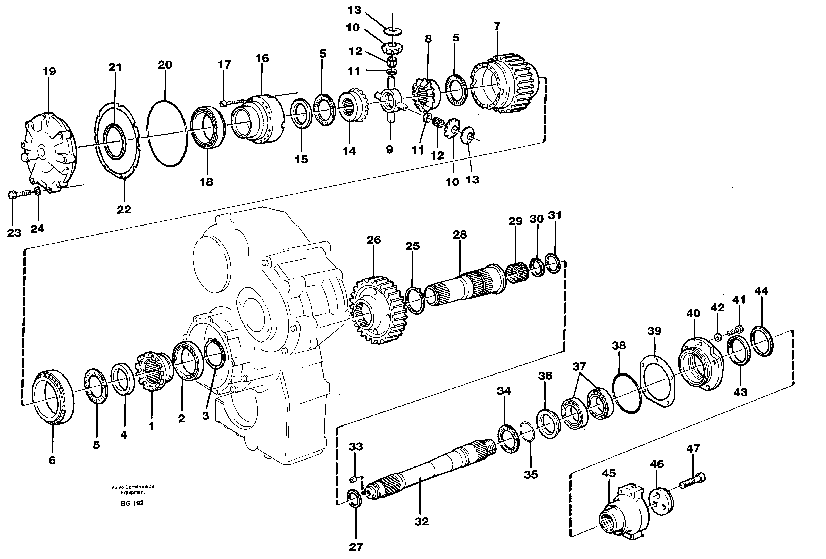 Axle shaft with differential  30878, 22502. — volvo parts diagram