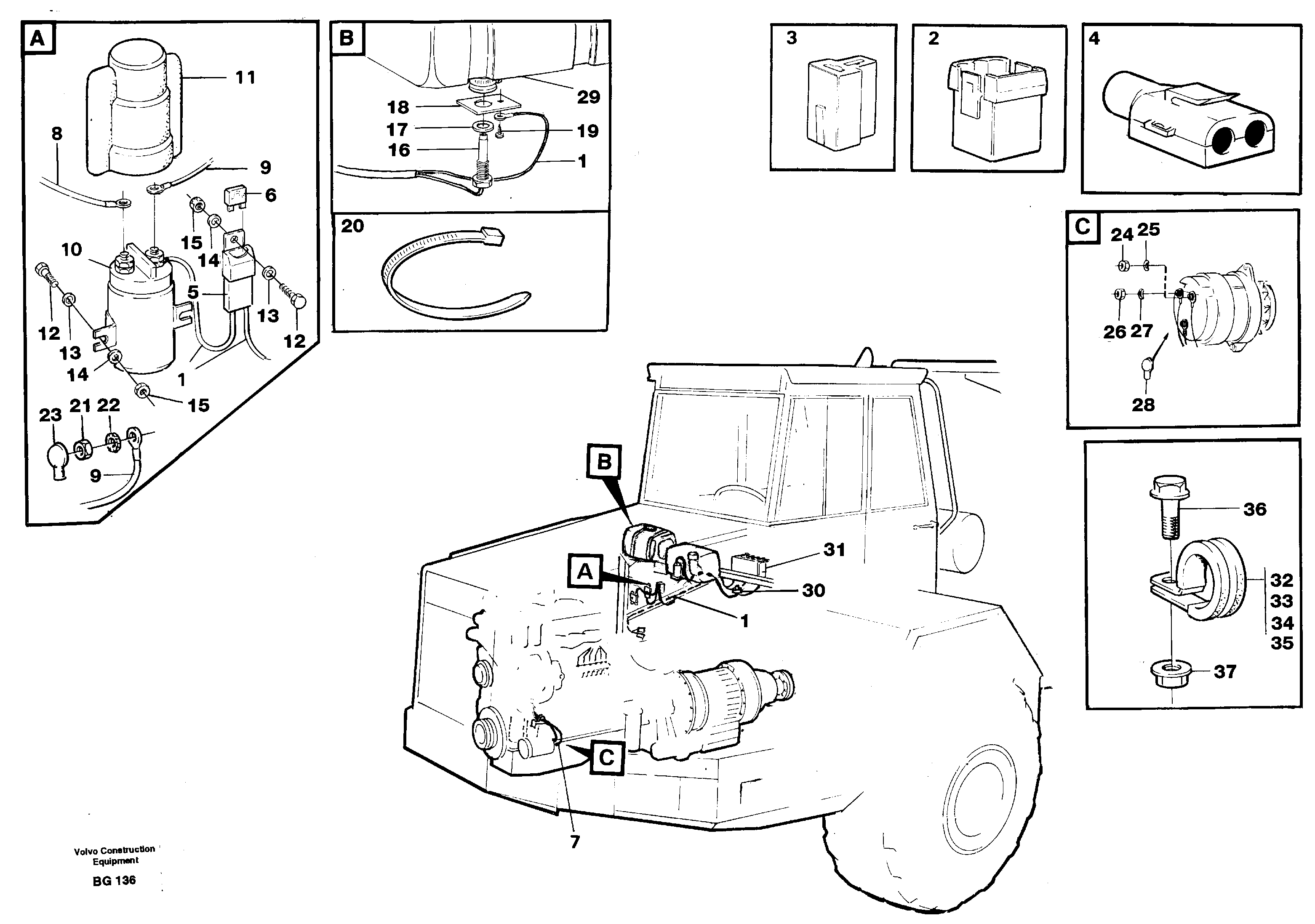 Cable harnesses, front — volvo parts diagram