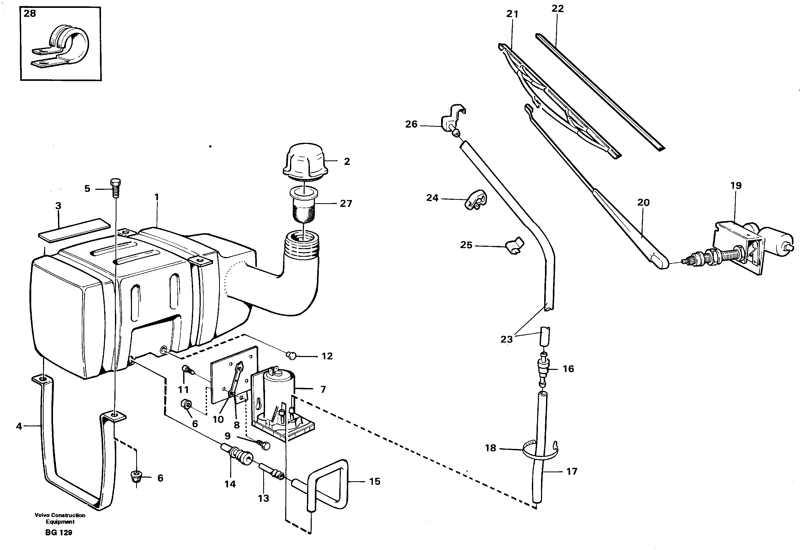 Windscreen washer and wiper — volvo parts diagram